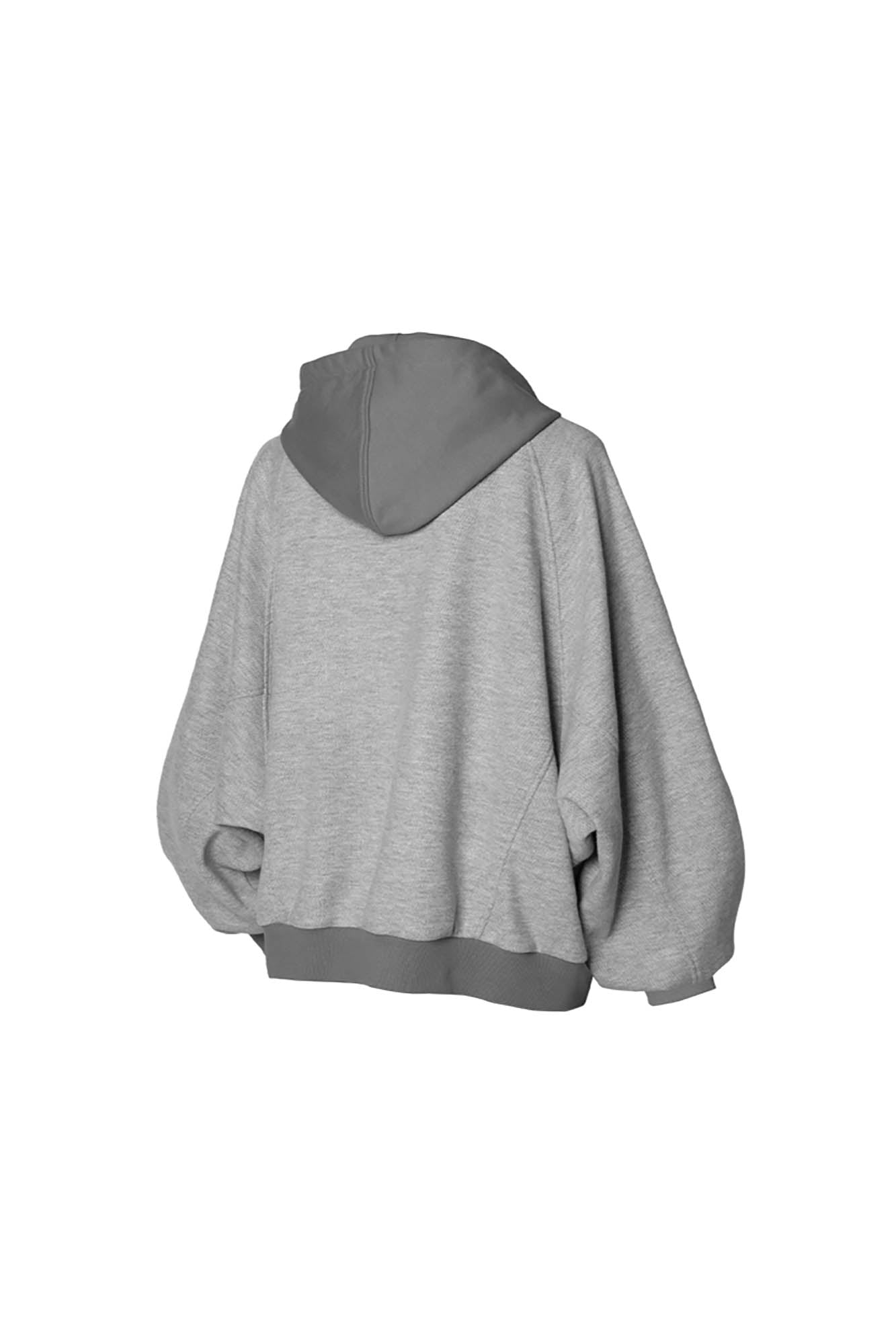 RELABEL Spliced Batwing Oversized Zip-Up Hoodie