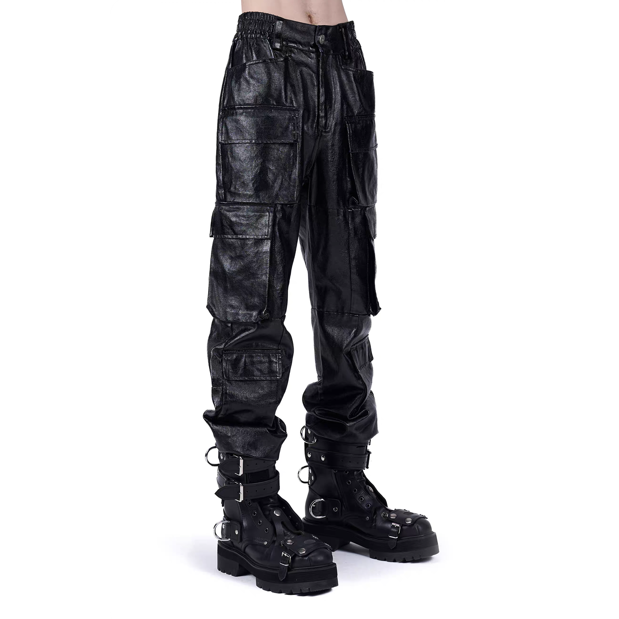 VANGUARDIA Coated Multi-Pocket Straight-Leg Pants