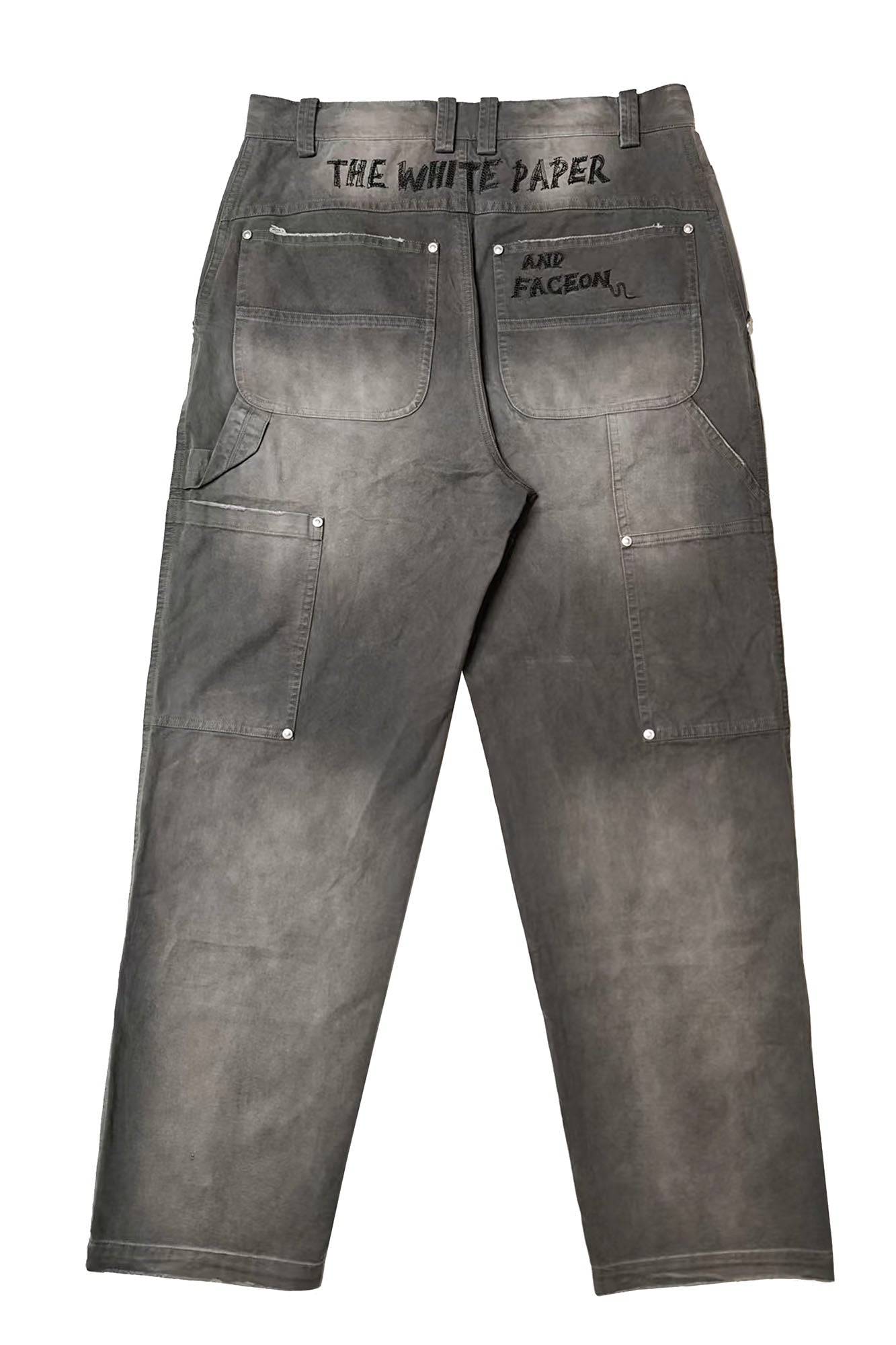 FACEONLAB Distressed Washed Double-Knee Pants