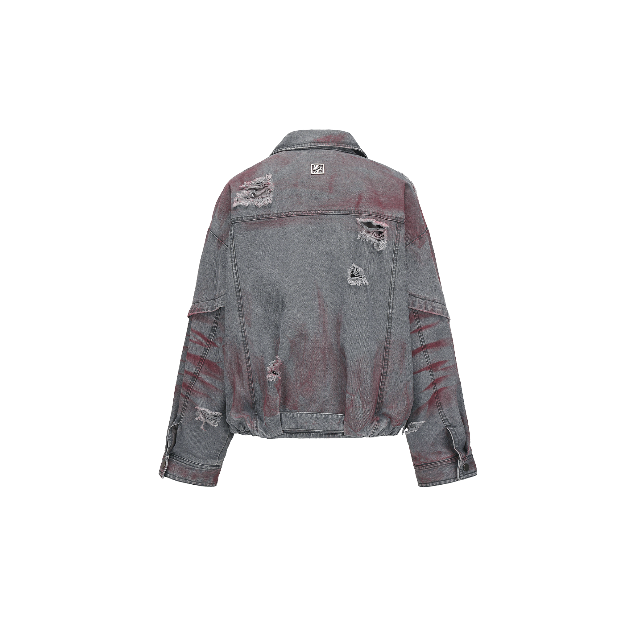 VANN VALRENCE Washed Distressed Multi-Pocket Utility Denim Jacket