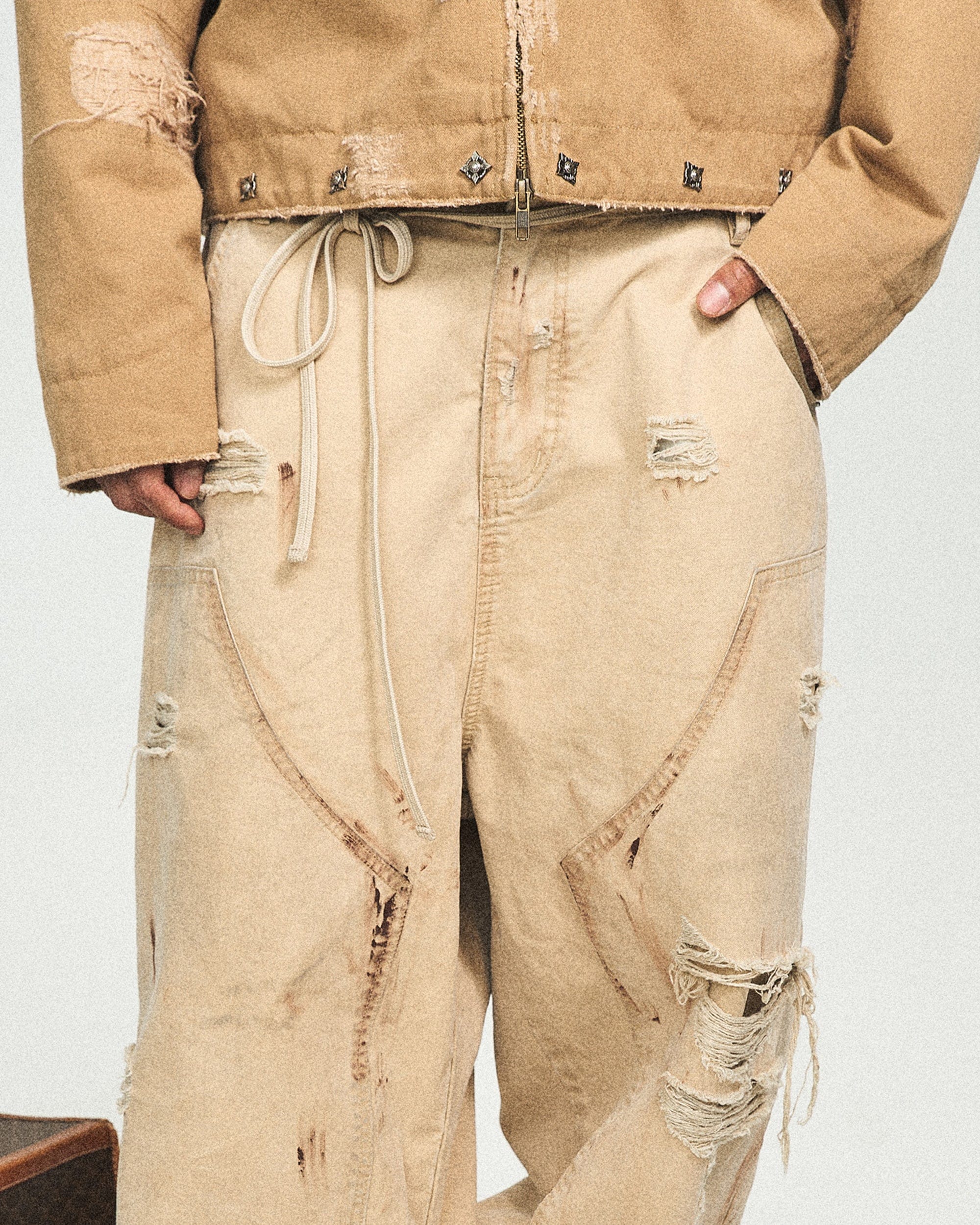 STEEPC Ripped Double-Knee Pants