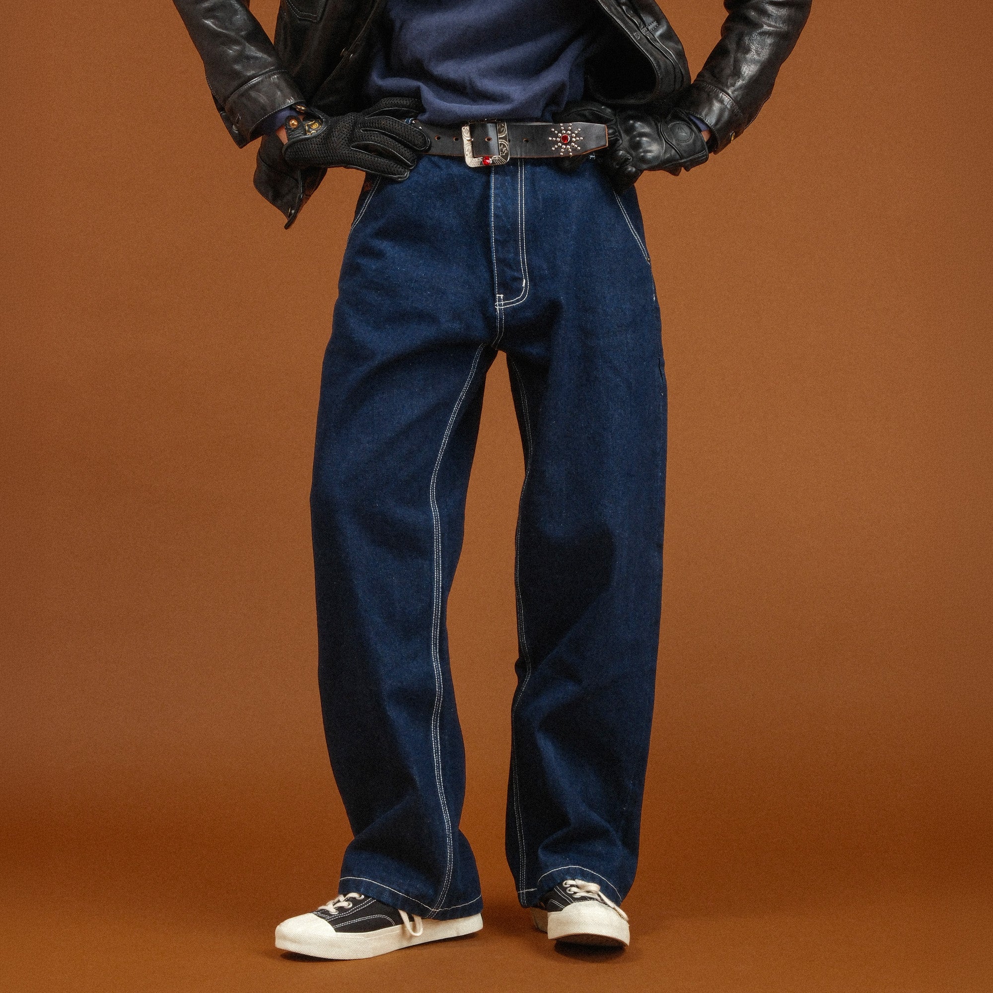 NEIGBORL Washed Embroidered Straight-Leg Jeans, premium urban and streetwear designers apparel on PROJECTISR.com, NEIGBORL