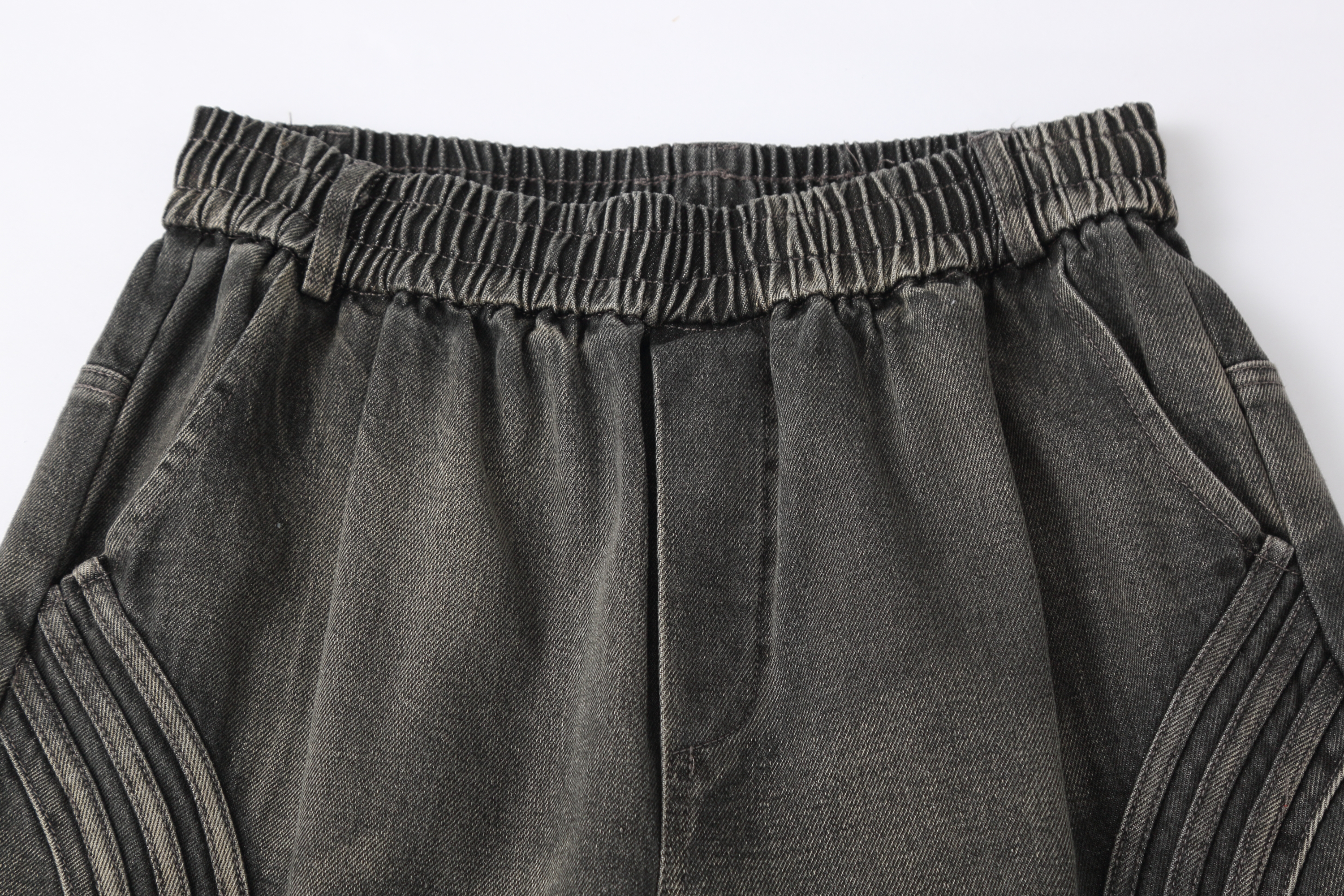 CLP Washed Arc Panel Strap Wide-Leg Jeans