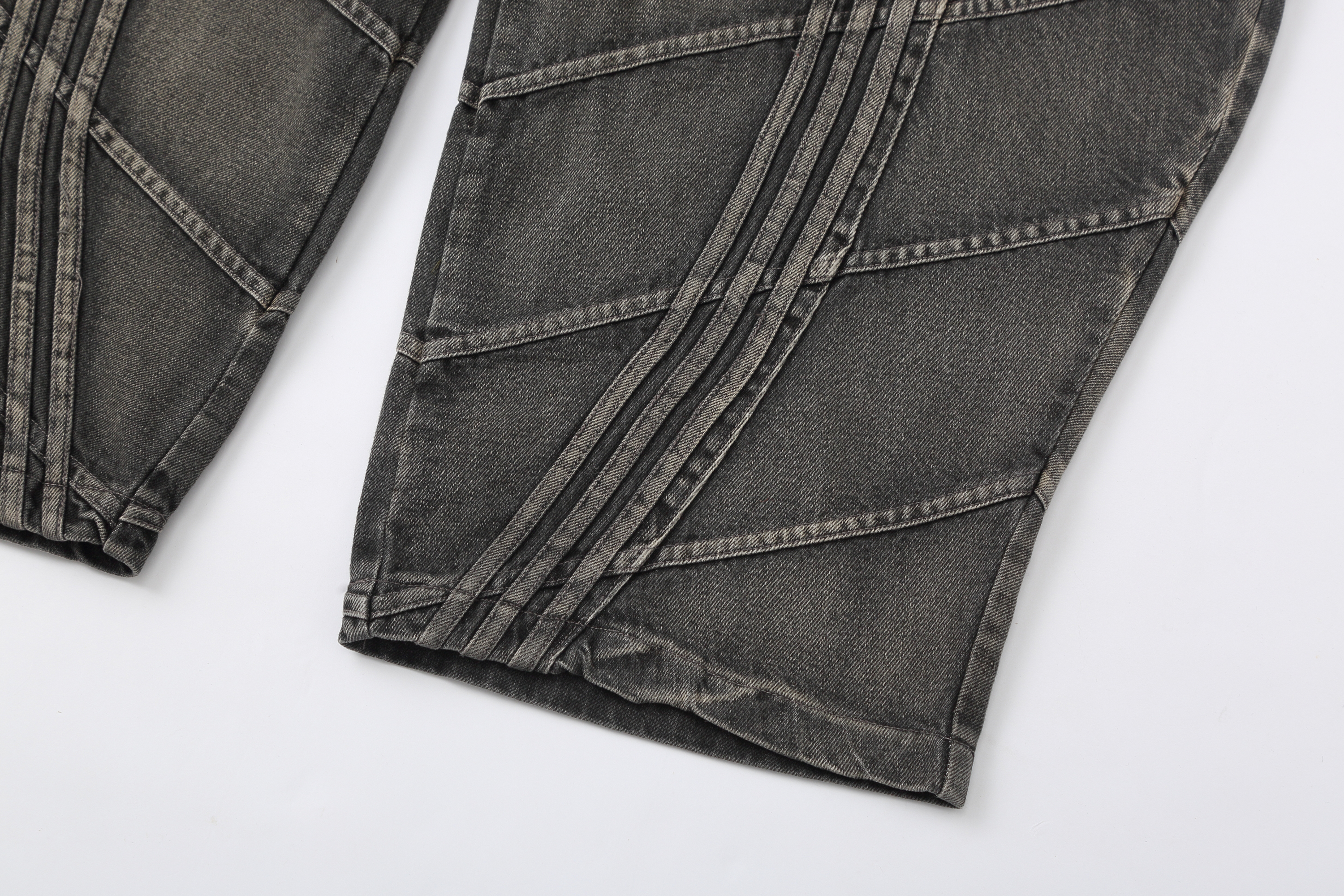 CLP Washed Arc Panel Strap Wide-Leg Jeans