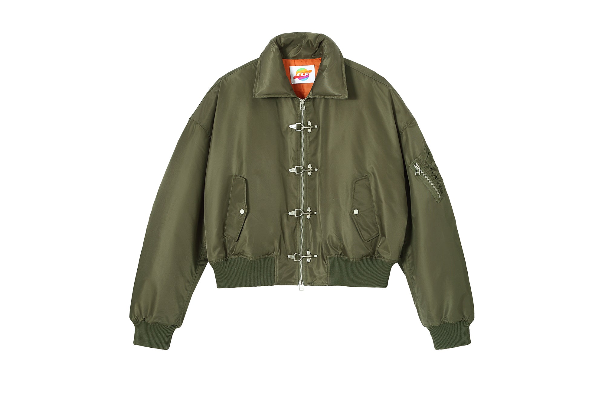 CLP Retro Hook-Clasp Cropped Utility Bomber