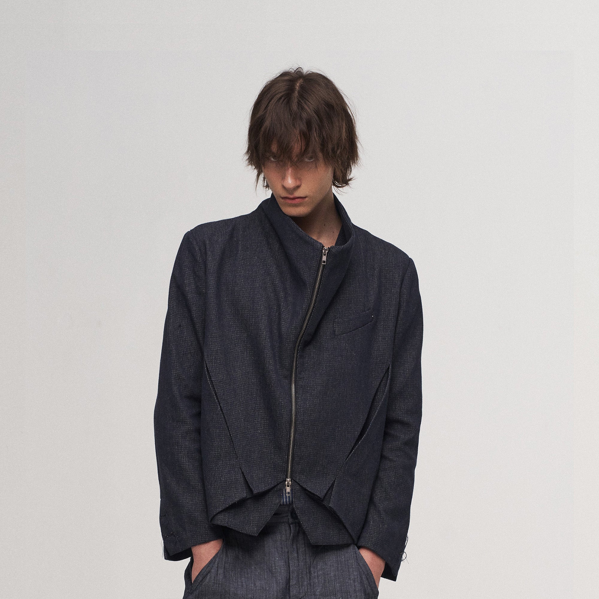 ILNya Nieternite Nifutur Double-Layer Weave Linen Jacket Blue, premium urban and streetwear designers apparel on PROJECTISR.com, ILNya Nieternite Nifutur