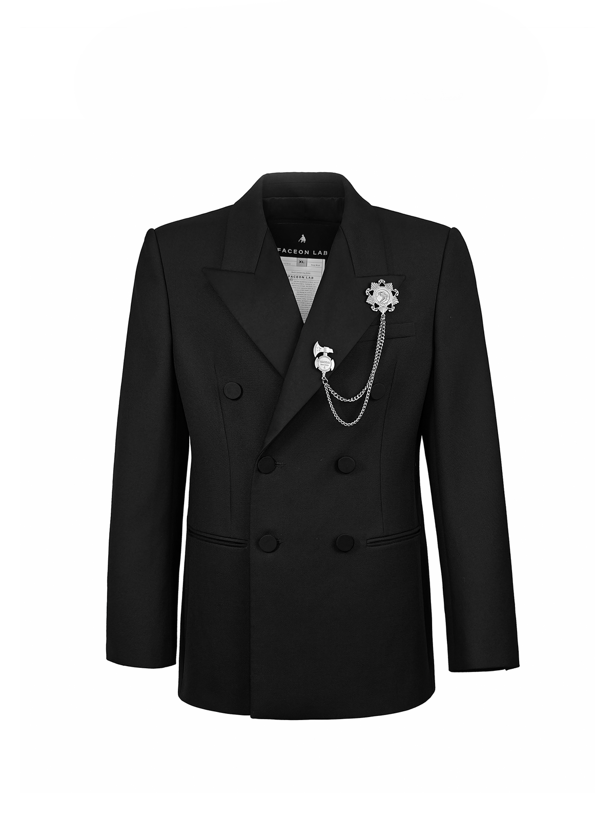 FACEONLAB Medal Emblem Double-Breasted Peak Lapel Blazer