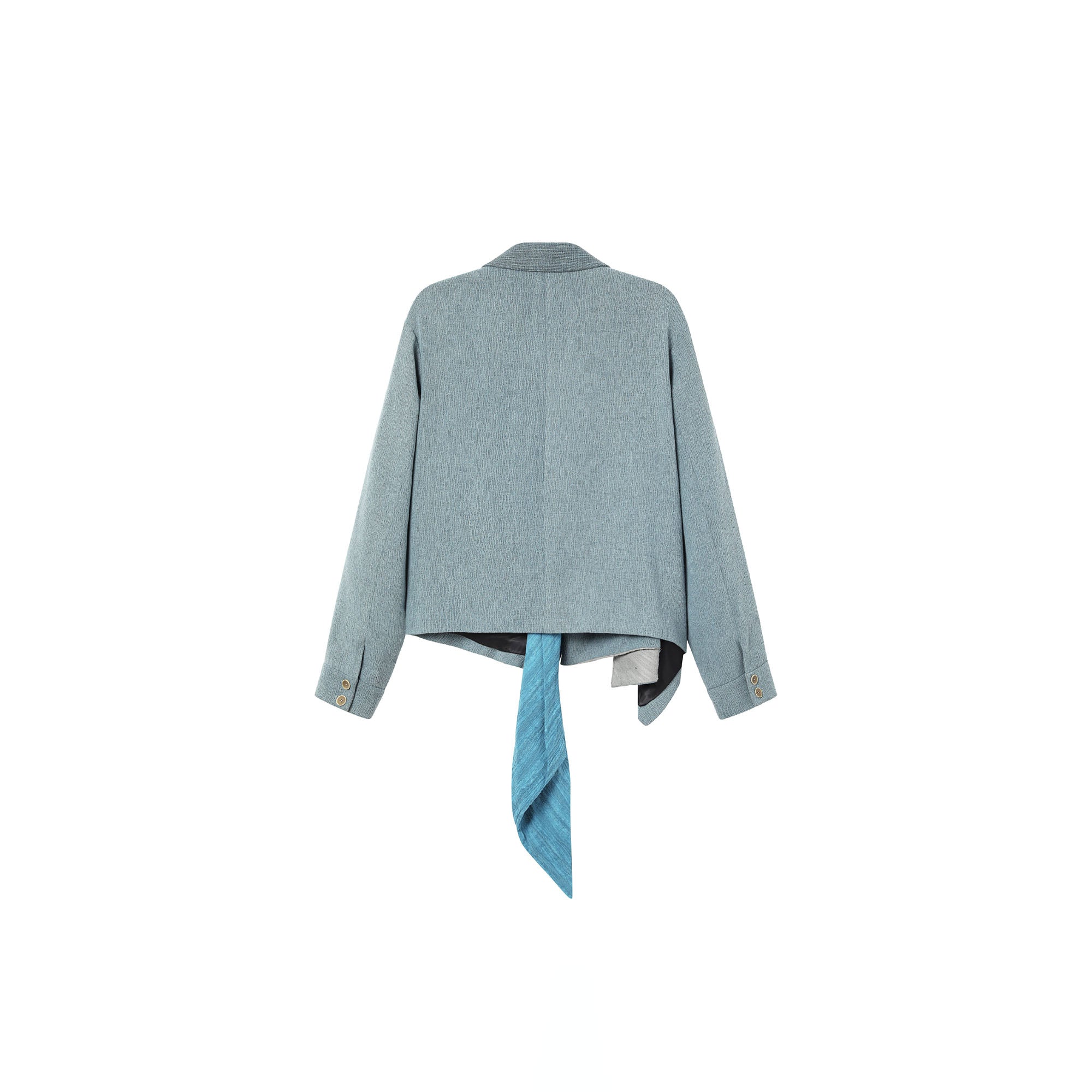 ALVNG AR ANTS Asymmetric Scarf Linen-Blend Jacket