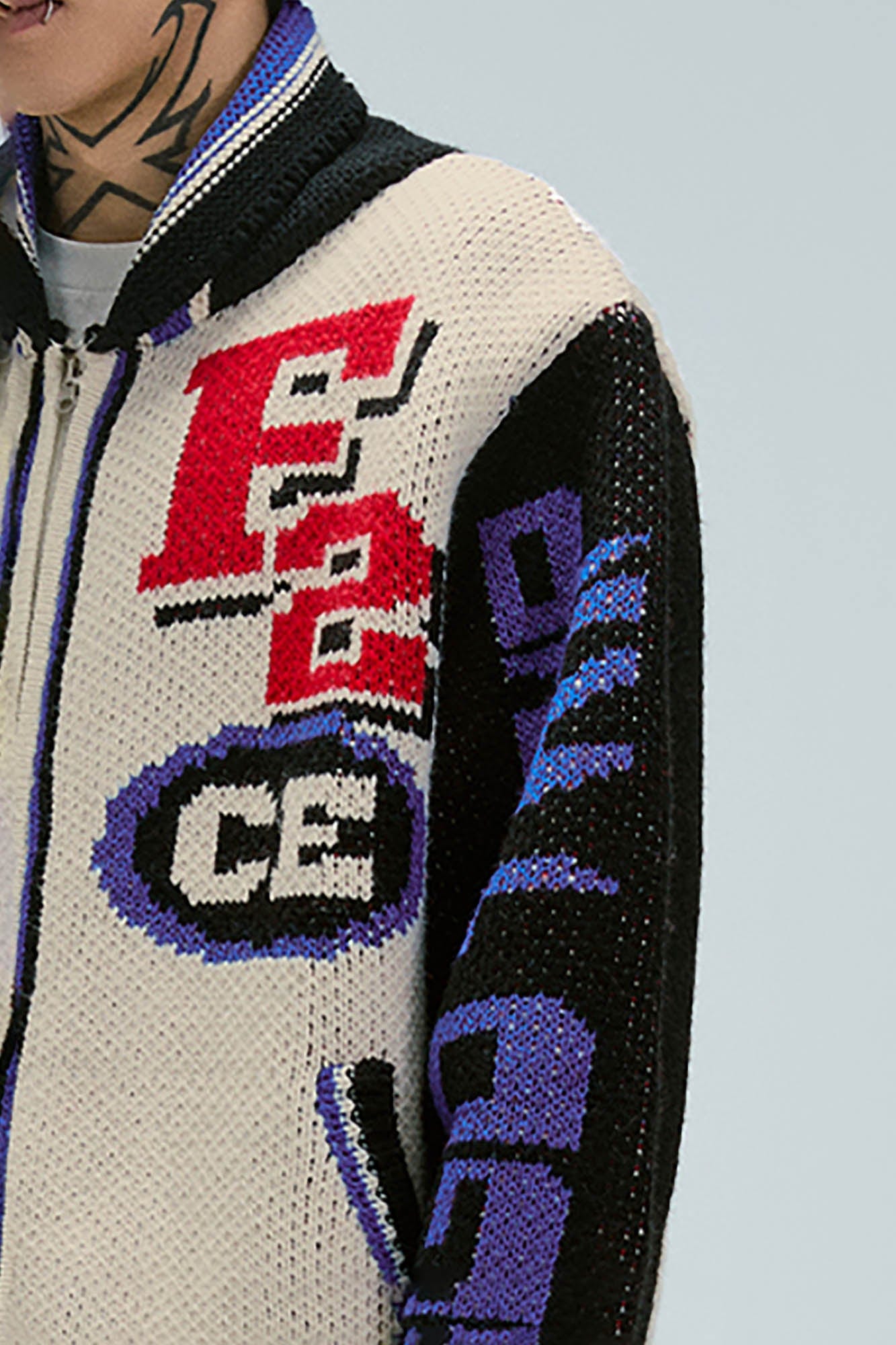 F2CE Jacquard Knit Bomber Jacket - S