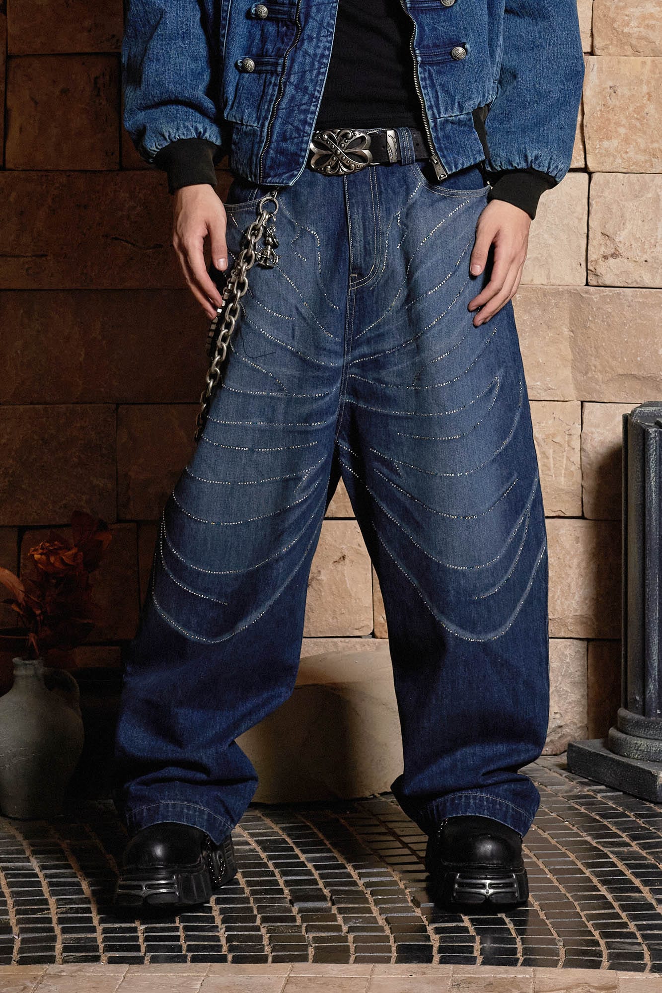 DND4DES Diamond Array Baggy Jeans - Main Image