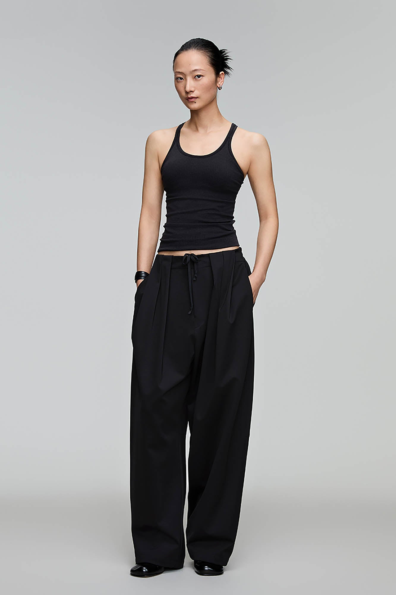 OPICLOTH Pleated Drawstring Oversized Pants