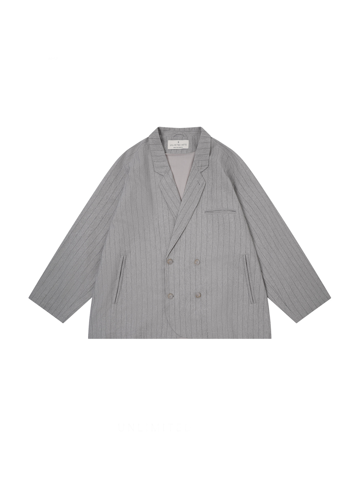 UNLIMITED MOTE Double-Breasted Striped Blazer Jacket, premium urban and streetwear designers apparel on PROJECTISR.com, UNLIMITED MOTE