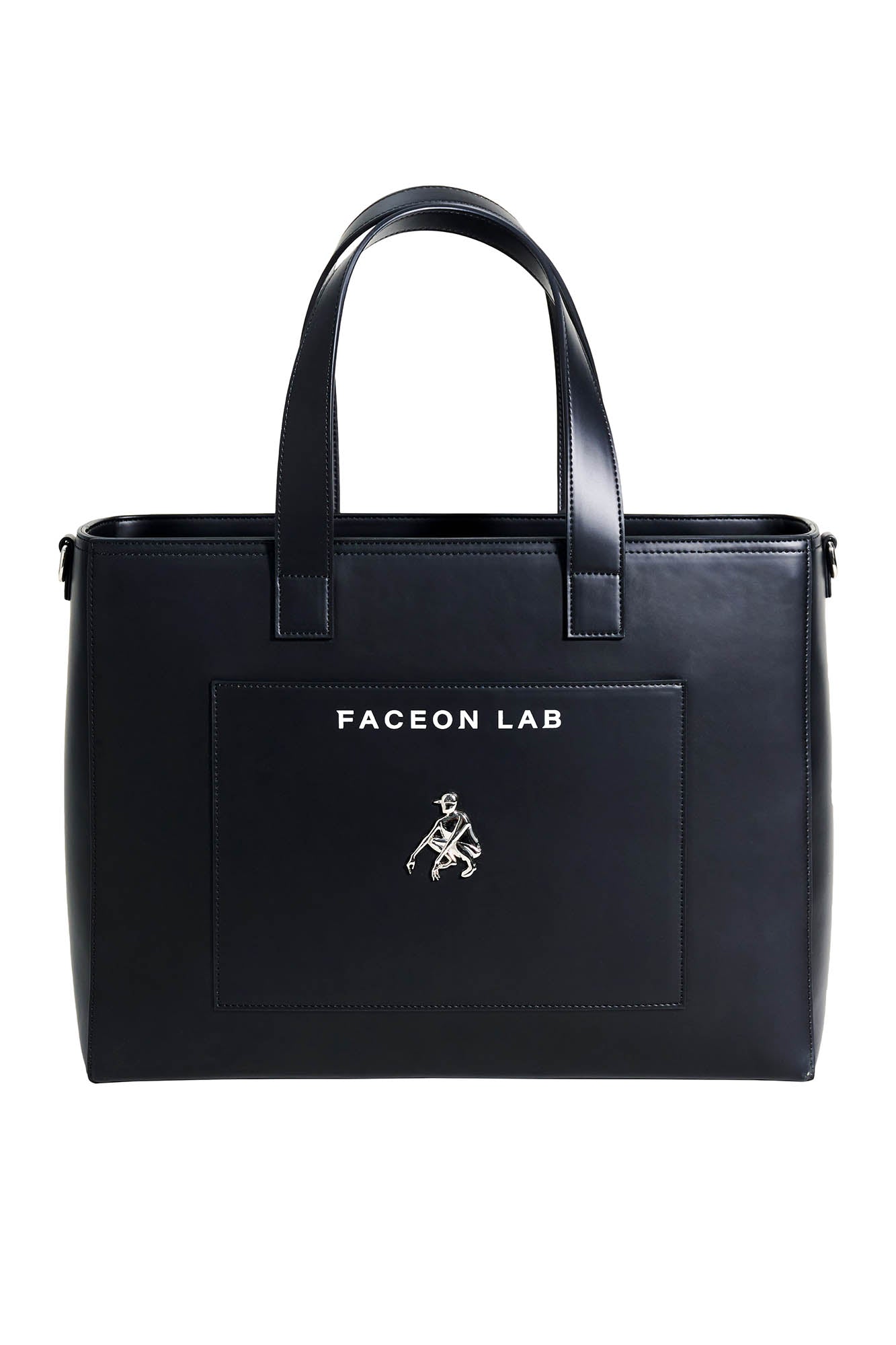 FACEONLAB Logo Faux Leather Tote Bag