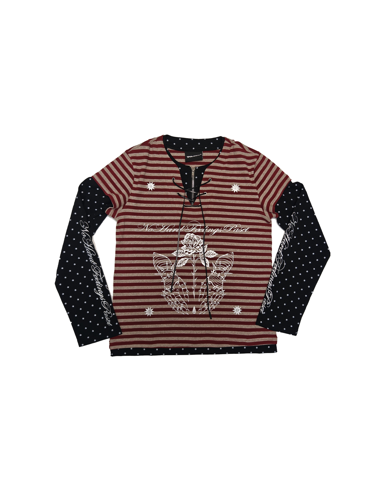 PASET Retro Striped Star Graphic Henley Long-Sleeve Tee