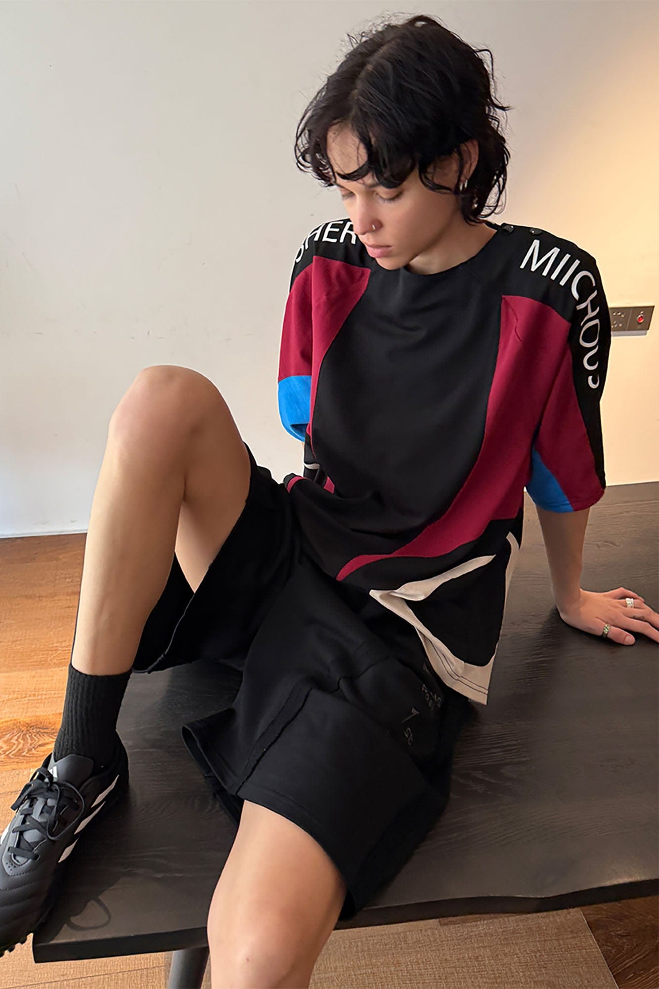 MIICHOUS Racing Contrast Panel Spliced Oversized T-Shirt