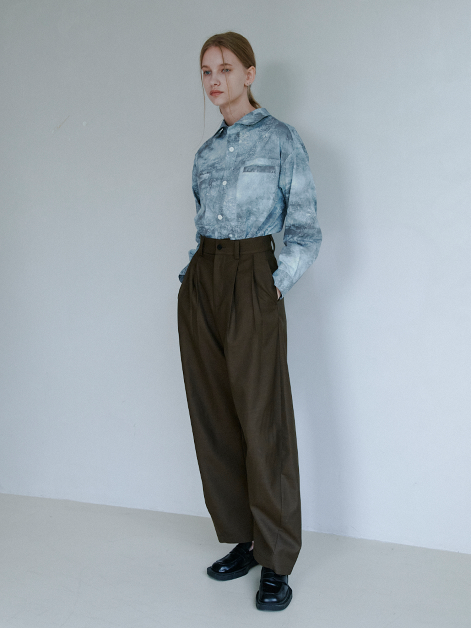 GRAINMUSTARD Retro Pleated High-Waist Wide-Leg Trousers, premium urban and streetwear designers apparel on PROJECTISR.com, GRAINMUSTARD