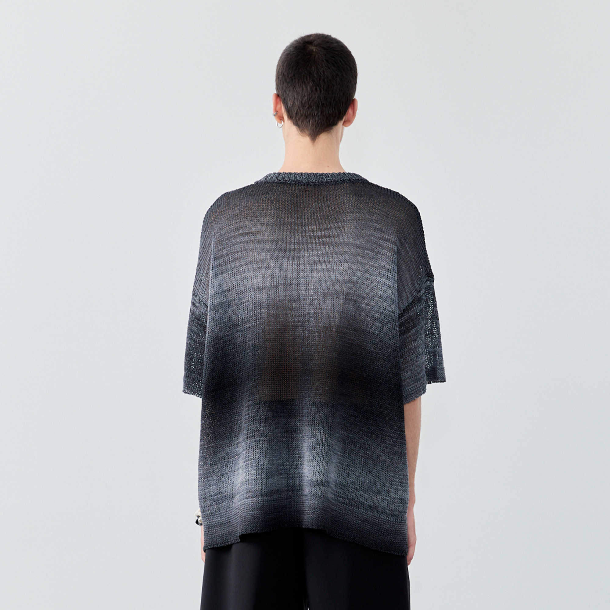 GRAINMUSTARD Gradient Open-Knit Paper-Yarn Tee