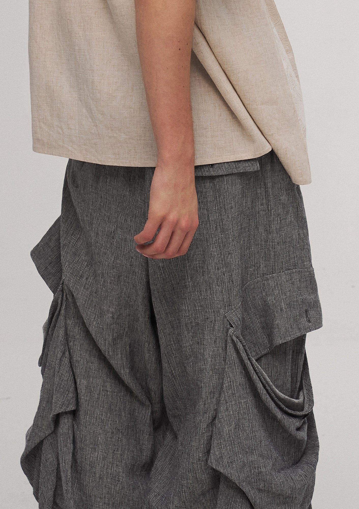 ILNya Nieternite Nifutur Big Pockets Cotton-Linen Wide-Leg Pants, premium urban and streetwear designers apparel on PROJECTISR.com, ILNya Nieternite Nifutur