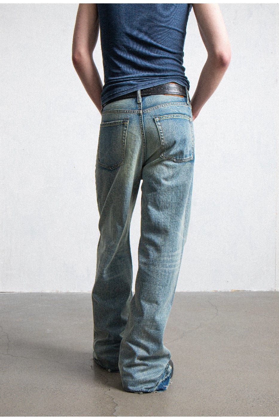 LEONSENSE Raw Edge Washed Flared Jeans, premium urban and streetwear designers apparel on PROJECTISR.com, LEONSENSE