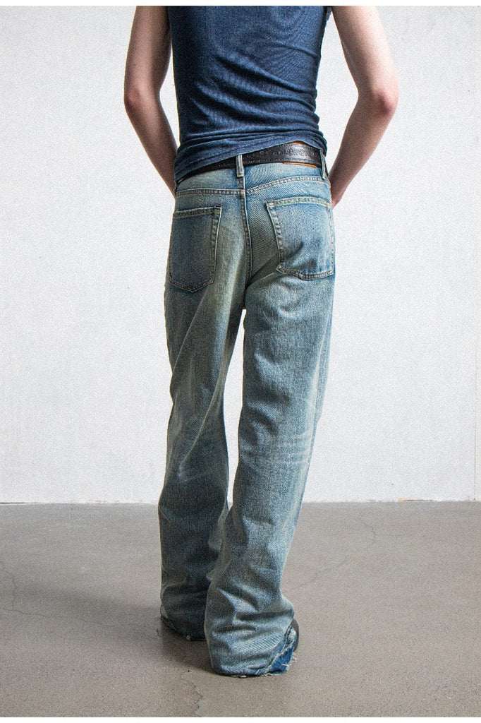 LEONSENSE Raw Edge Washed Flared Jeans, premium urban and streetwear designers apparel on PROJECTISR.com, LEONSENSE