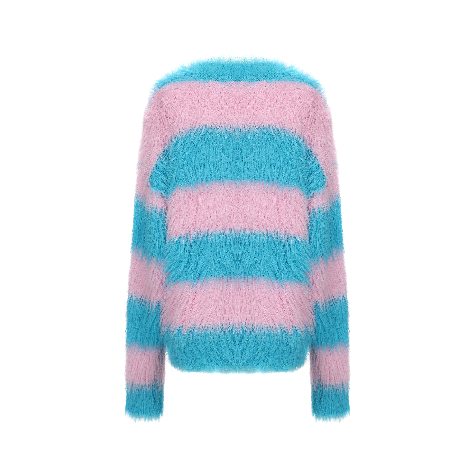 VANN VALRENCE Contrast Candy Stripe Fuzzy Sweater