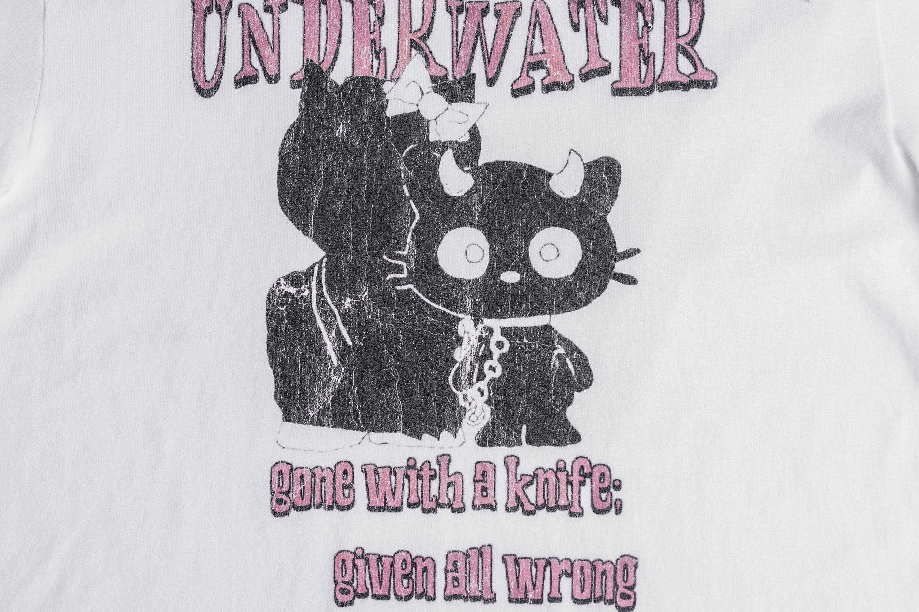 UNDERWATER Distressed Black Cat Graphic T-Shirt, premium urban and streetwear designers apparel on PROJECTISR.com, UNDERWATER