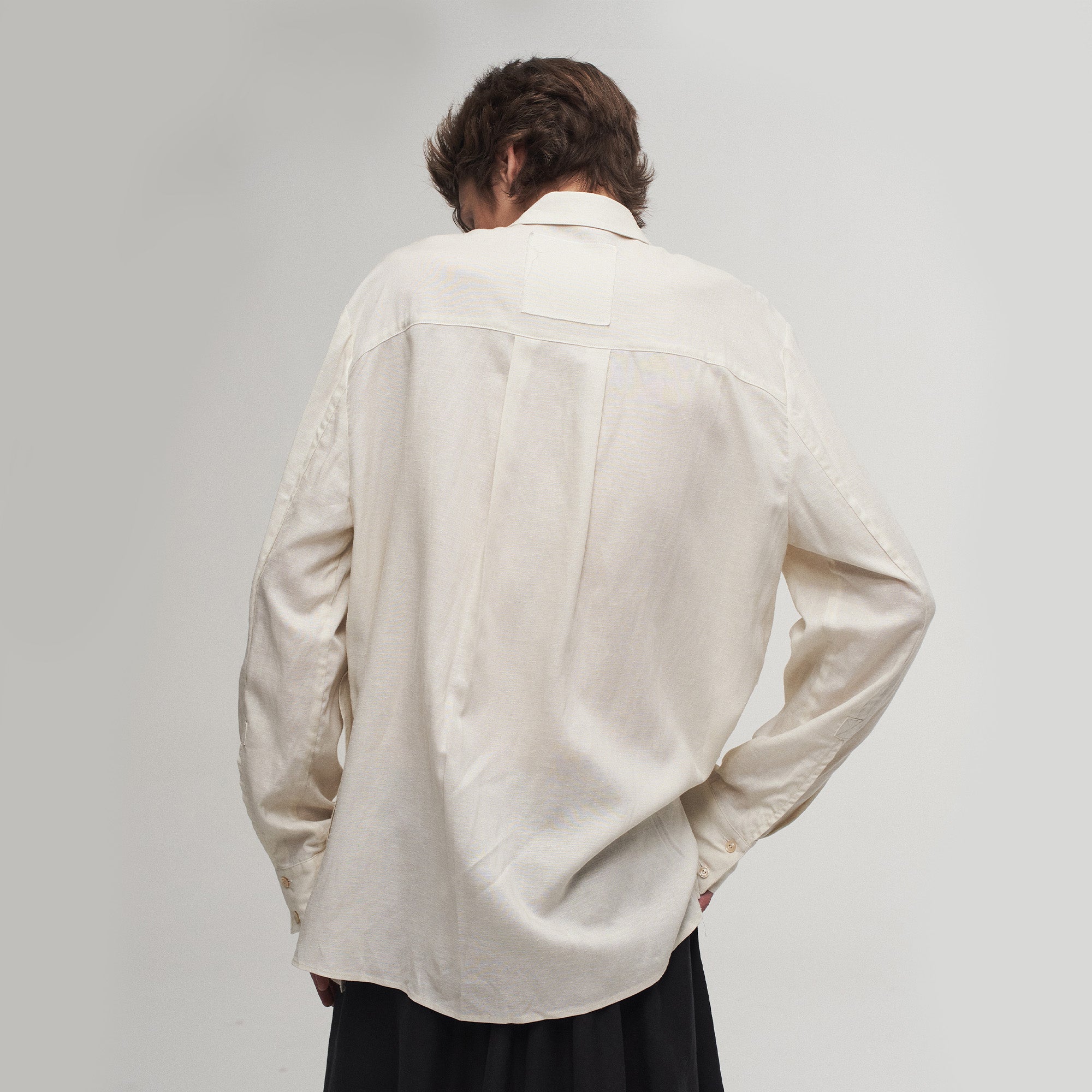 ILNya Nieternite Nifutur Asymmetric Floral Folded Drape Panel Shirt, premium urban and streetwear designers apparel on PROJECTISR.com, ILNya Nieternite Nifutur