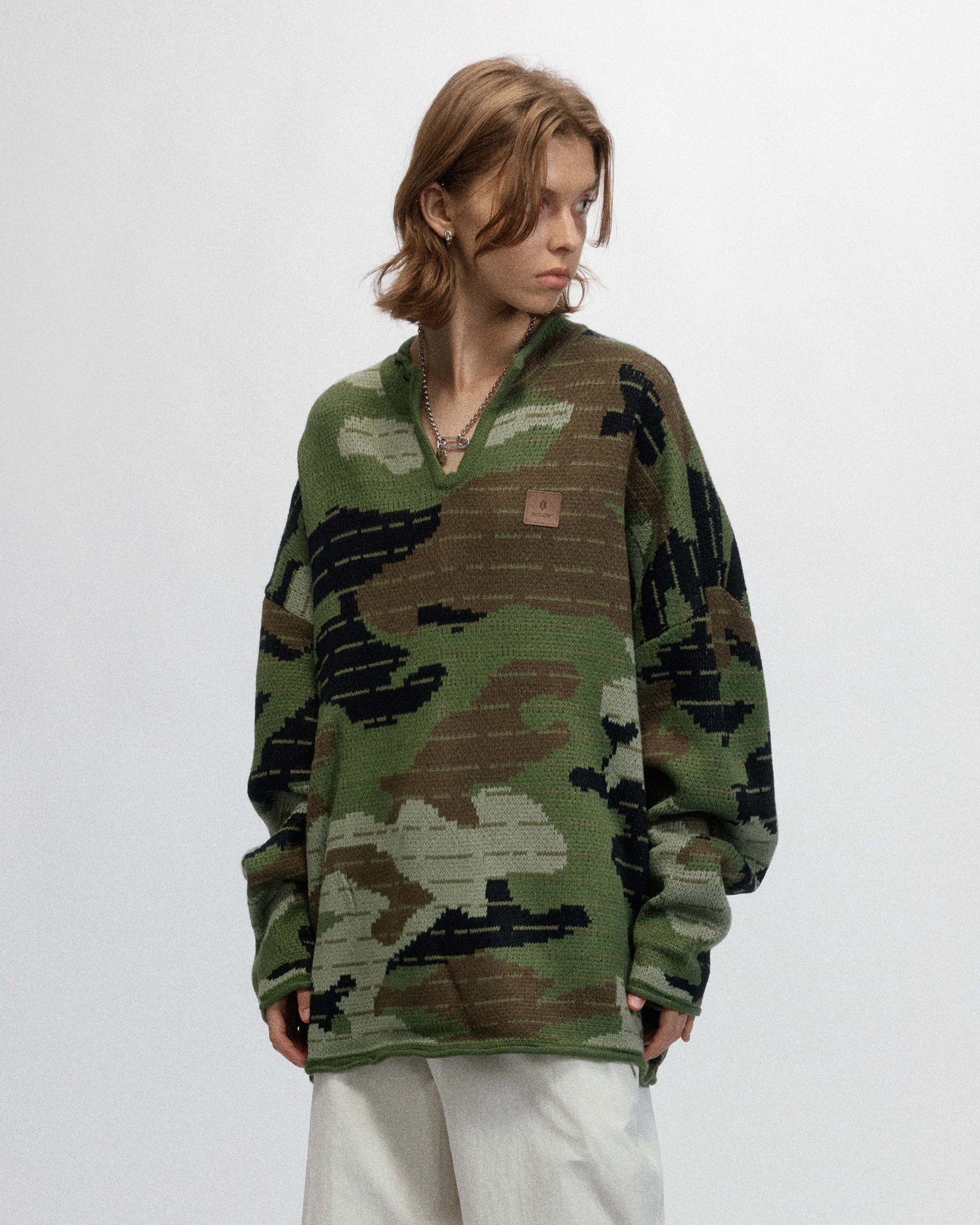 OVDY Modern Camo Stripe V-Neck Sweater