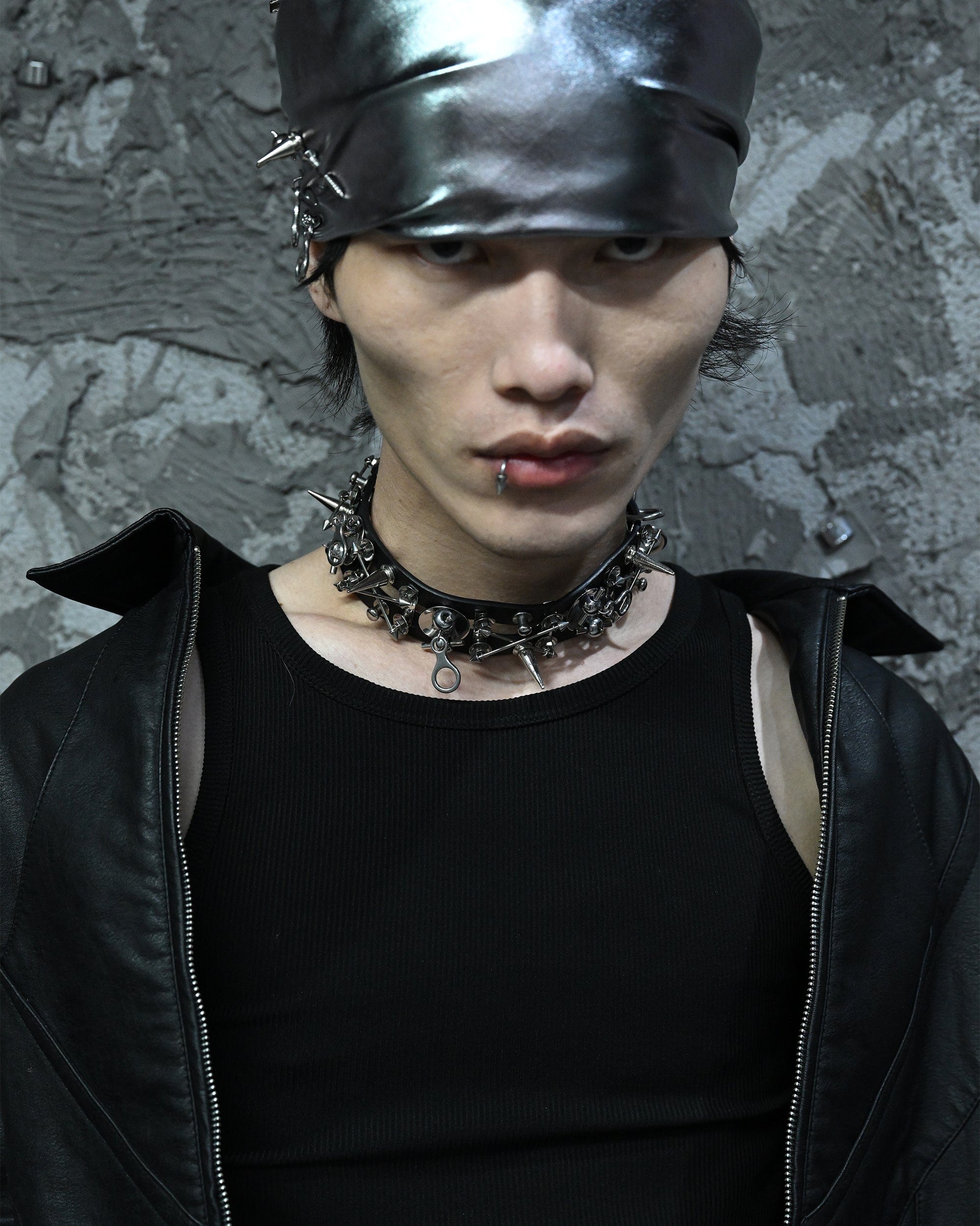 ILLUSORY Modern Hunter Rivet PU Choker, premium urban and streetwear designers apparel on PROJECTISR.com, ILLUSORY