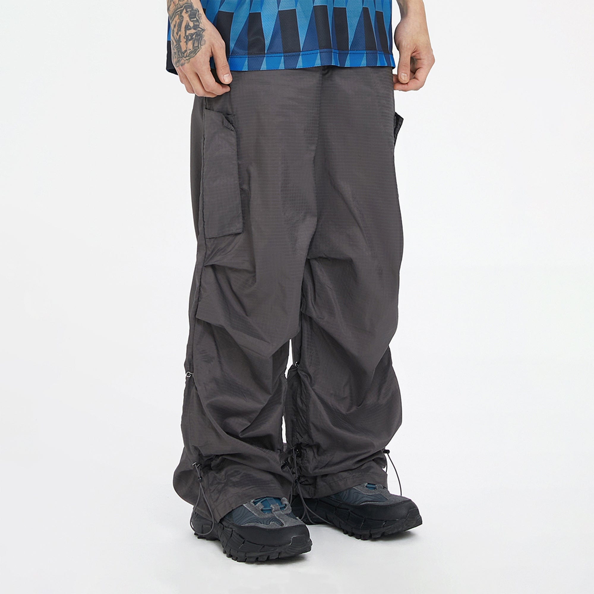 F2CE Multi-Pocket Crinkled Parachute Pants