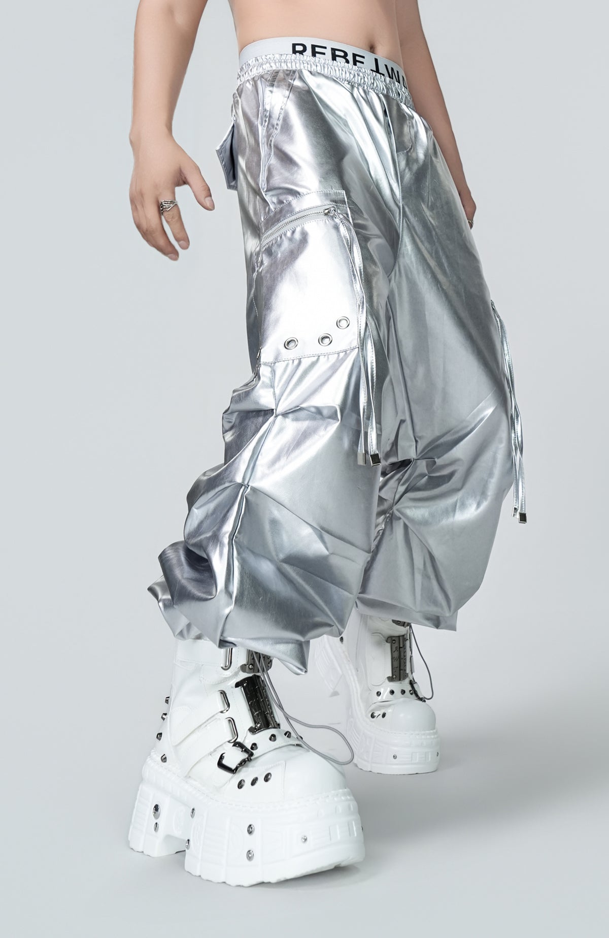 VE2 Metallic Coated Cargo Pants