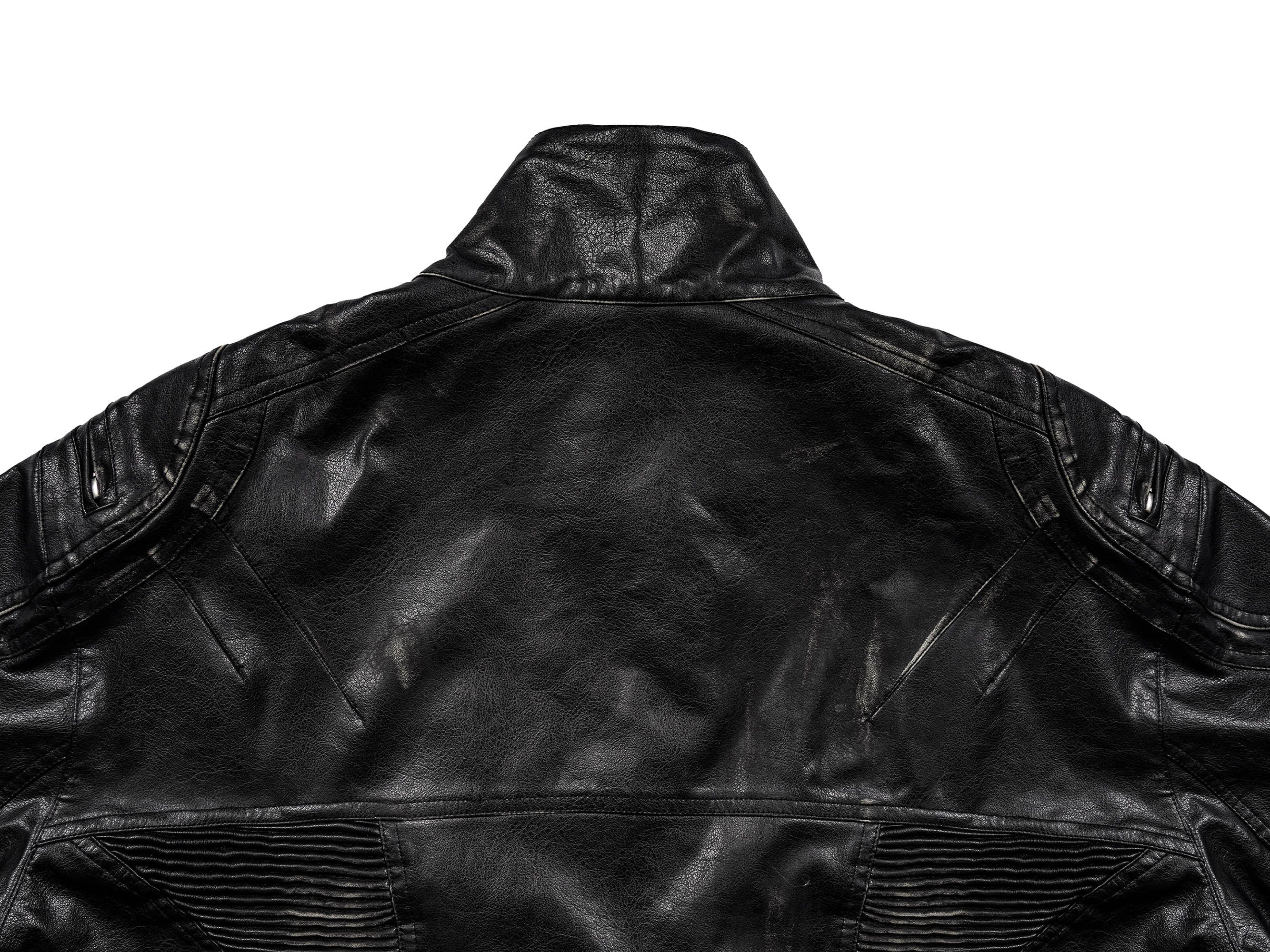 UNDERWATER Distressed Midnight Fang Faux Leather Biker Jacket, premium urban and streetwear designers apparel on PROJECTISR.com, UNDERWATER