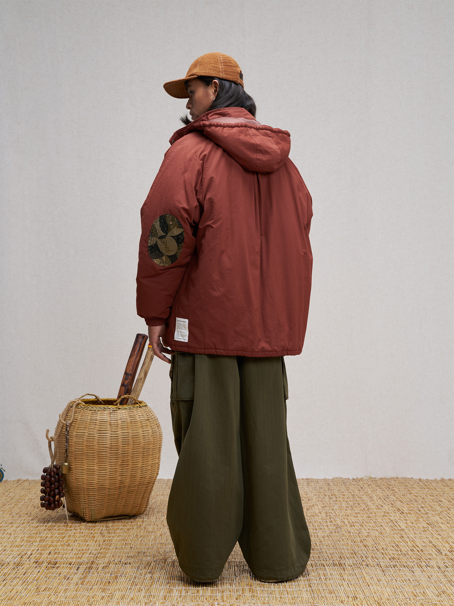 UNLIMITED MOTE Patchwork-Elbow Padded Utility Parka