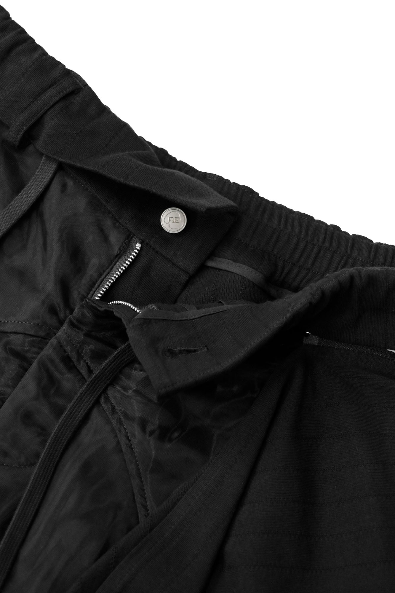 RELABEL Detachable Drape Ruched Oversized Shorts Black, premium urban and streetwear designers apparel on PROJECTISR.com, RELABEL