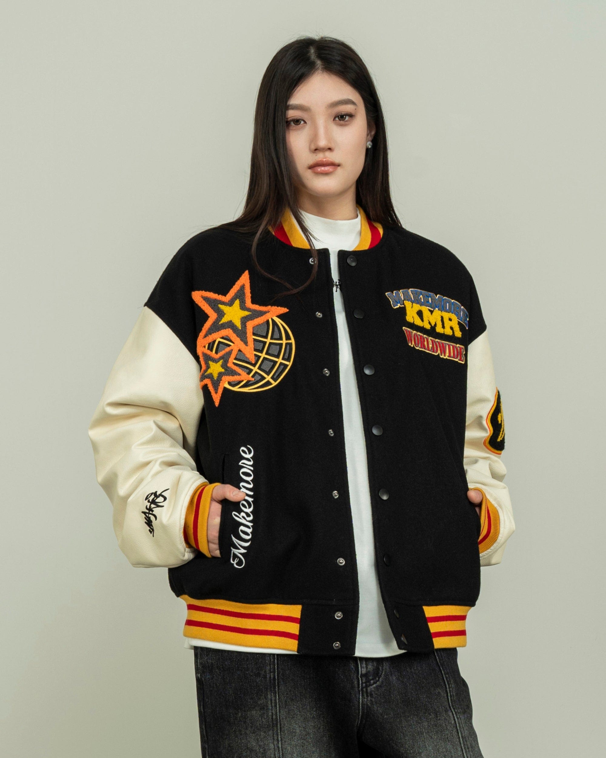 MAKEMORE KMR Patchwork Baseball Jacket