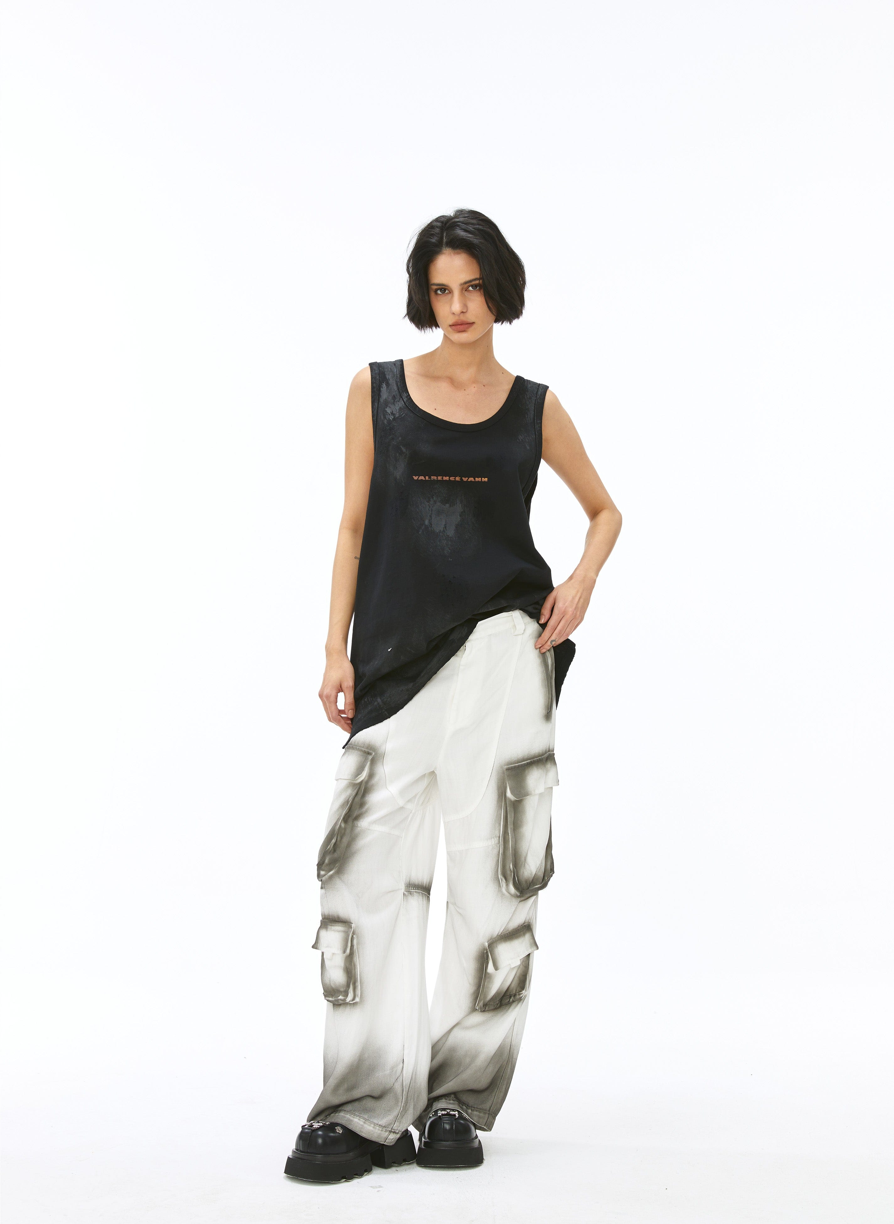 VANN VALRENCE Washed-Dyed Oversized Tank Top