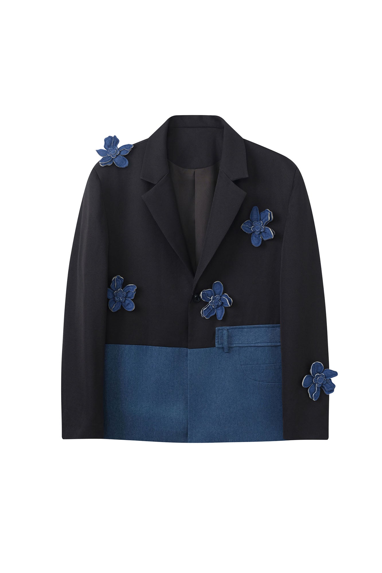 JIECHI Embellished Contrast Flower Blazer
