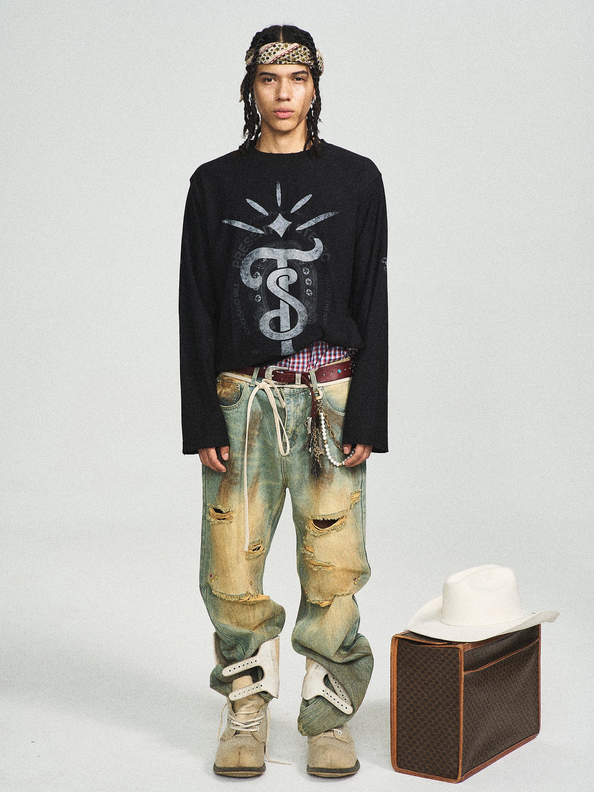 STEEPC Totem Ripped Edge Long-Sleeve Tee