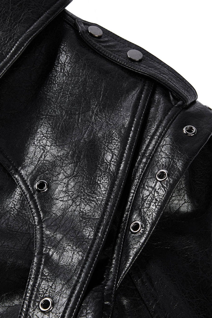 FLYERRER Asymmetrical Hoop-Hole Faux Leather Jacket, premium urban and streetwear designers apparel on PROJECTISR.com, FLYERRER