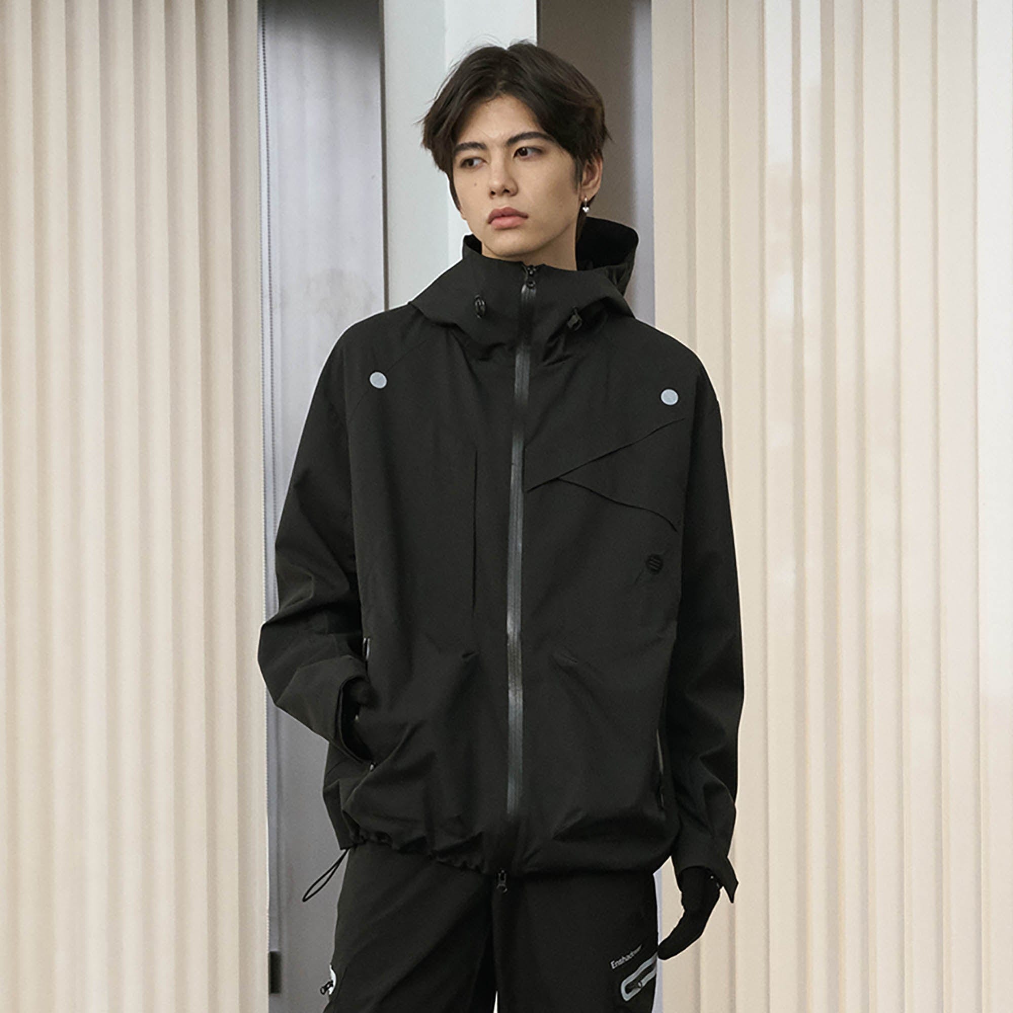 ENSHADOWER Asymmetrical Spliced Drawstring Splash-Proof