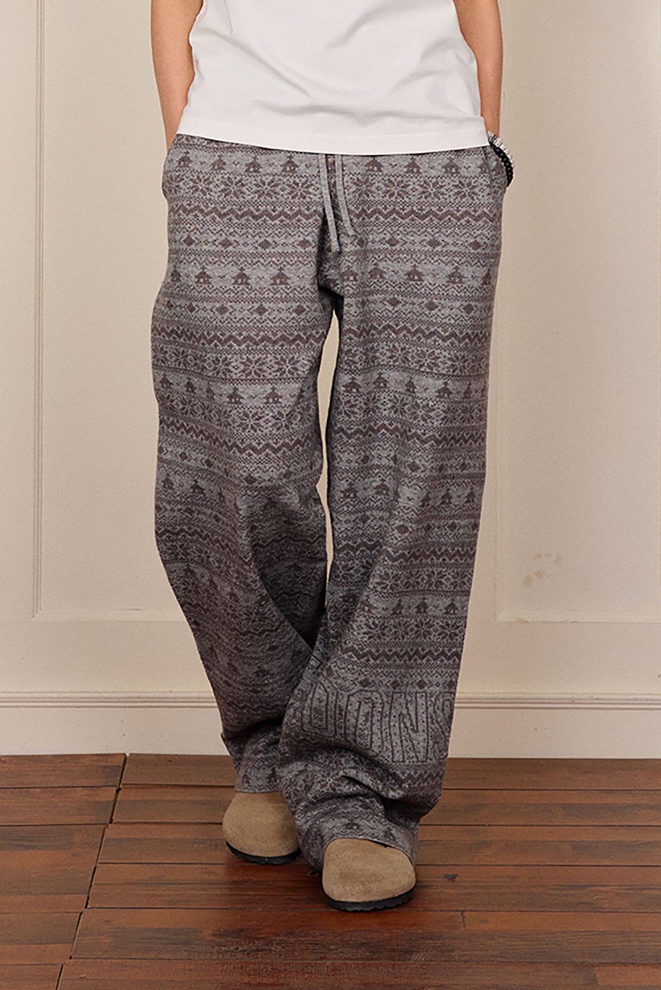 DONSMOKE Fair Isle Knit Wide-Leg Pants, premium urban and streetwear designers apparel on PROJECTISR.com, DONSMOKE
