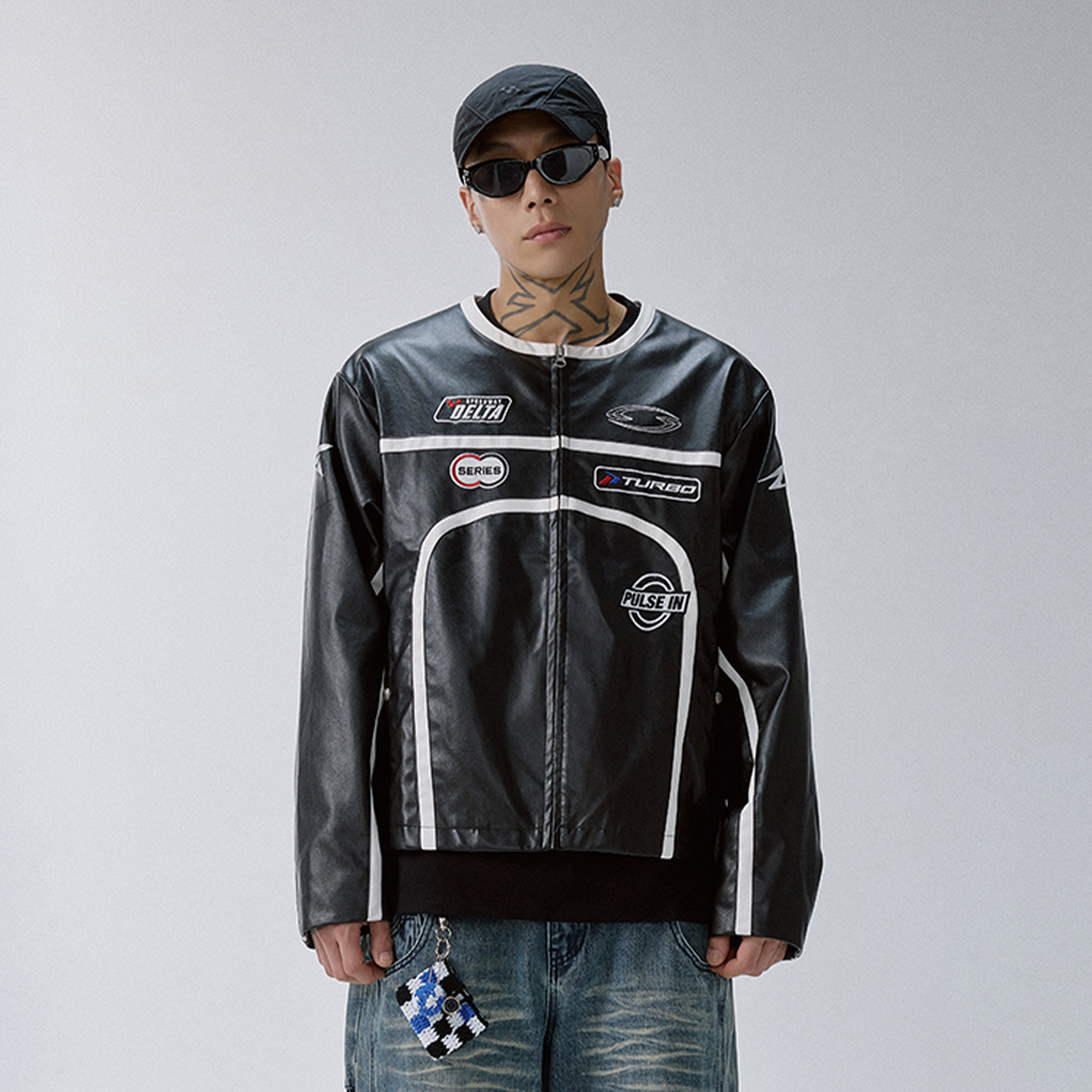 F2CE Racing Patch Contrast Panel PU Moto Jacket