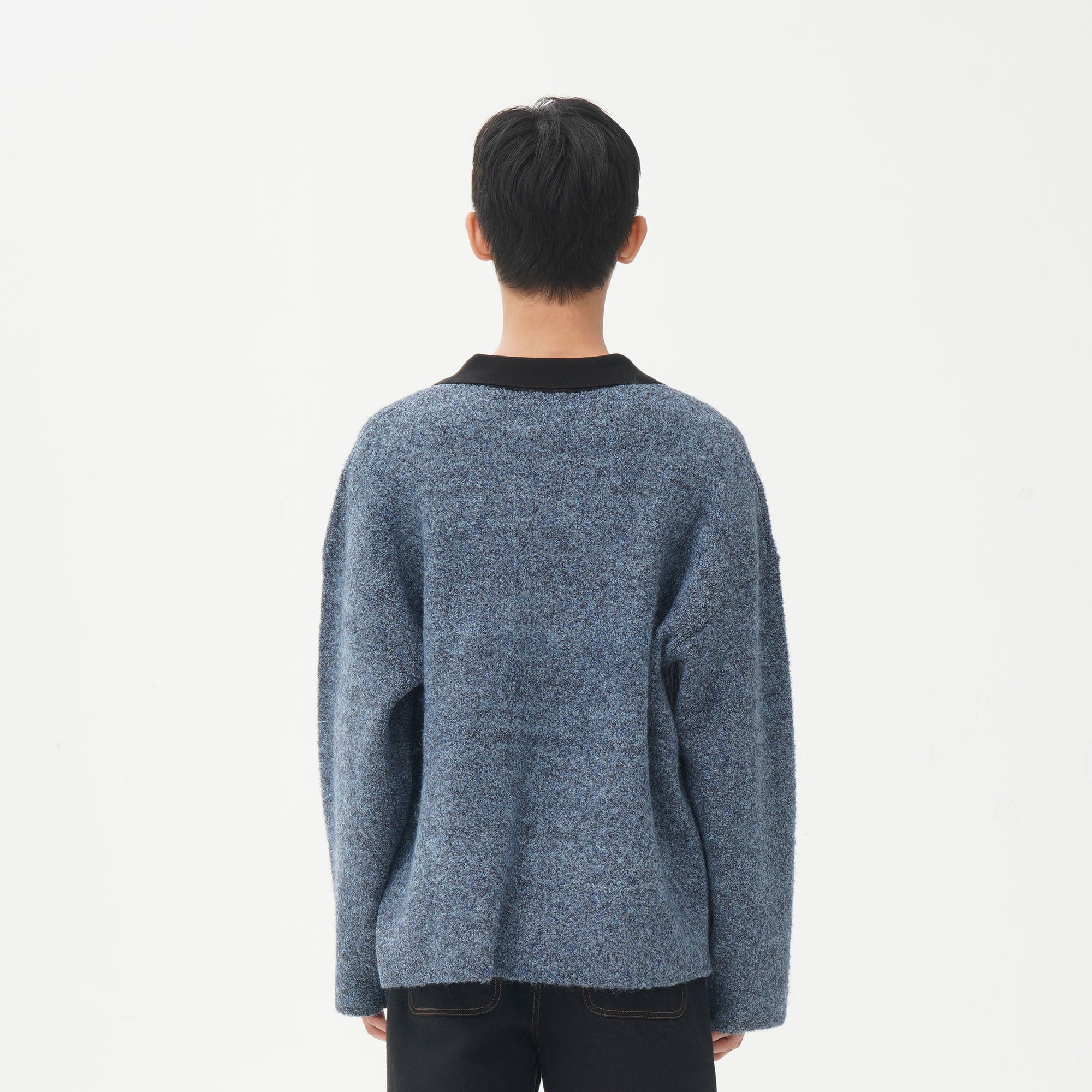 ORAL UTOPIA Lace-Up Polo Collar Knit Pullover