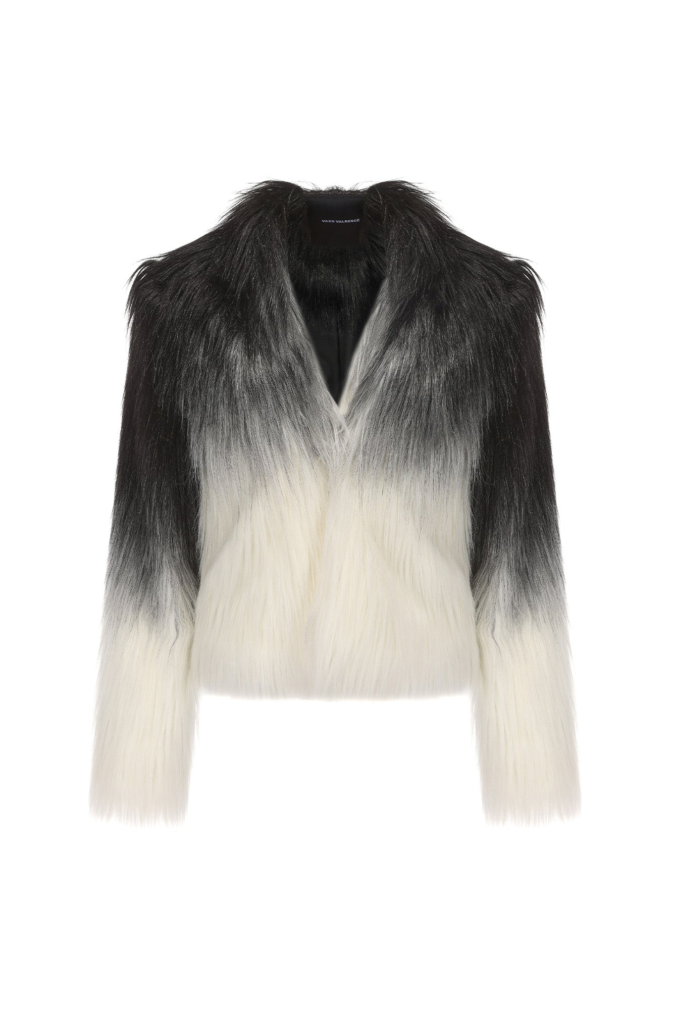 VANN VALRENCE Ombre V-Neck Faux Fur Jacket