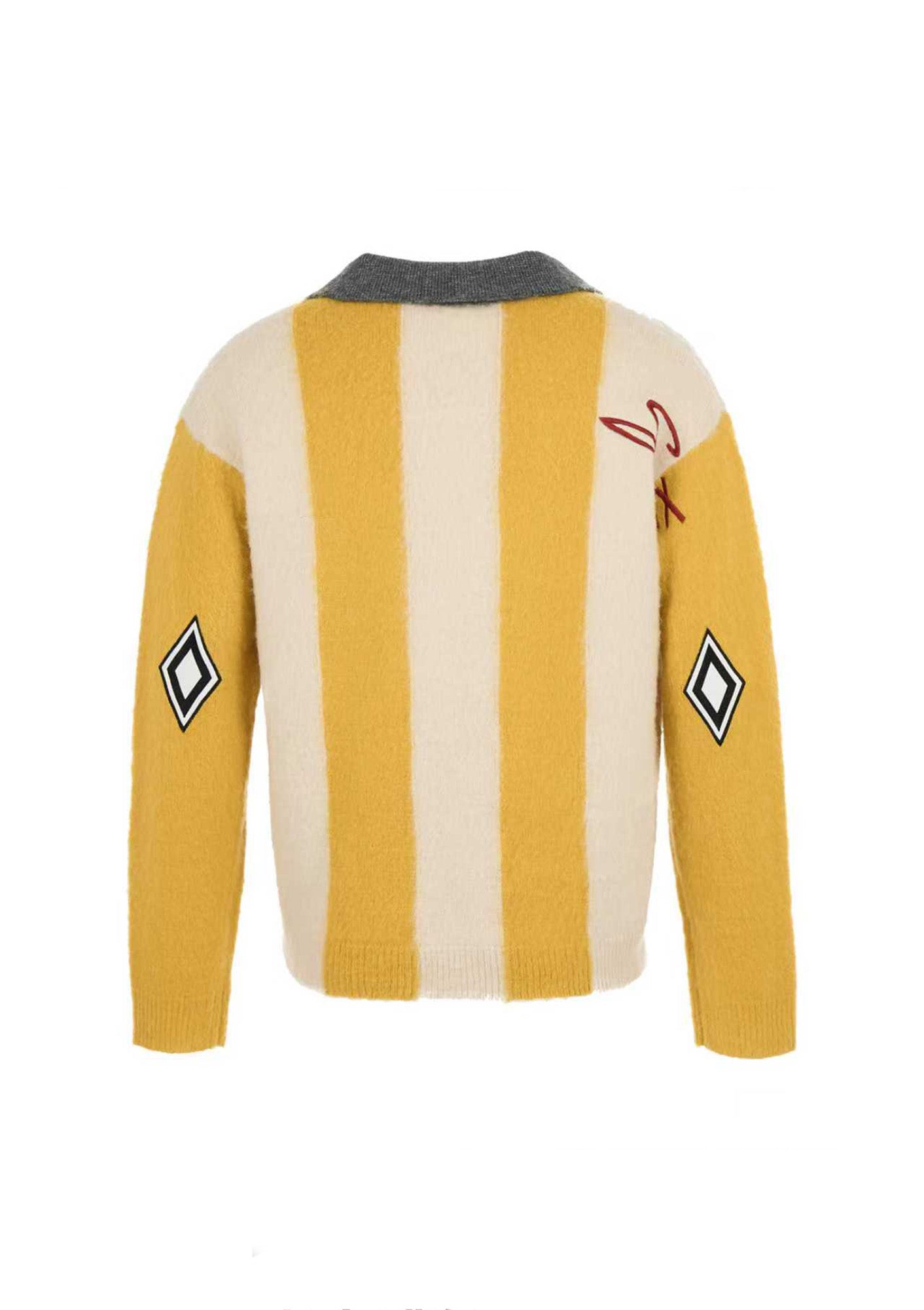 STEEPC Striped Embroidered Fuzzy Polo Sweater