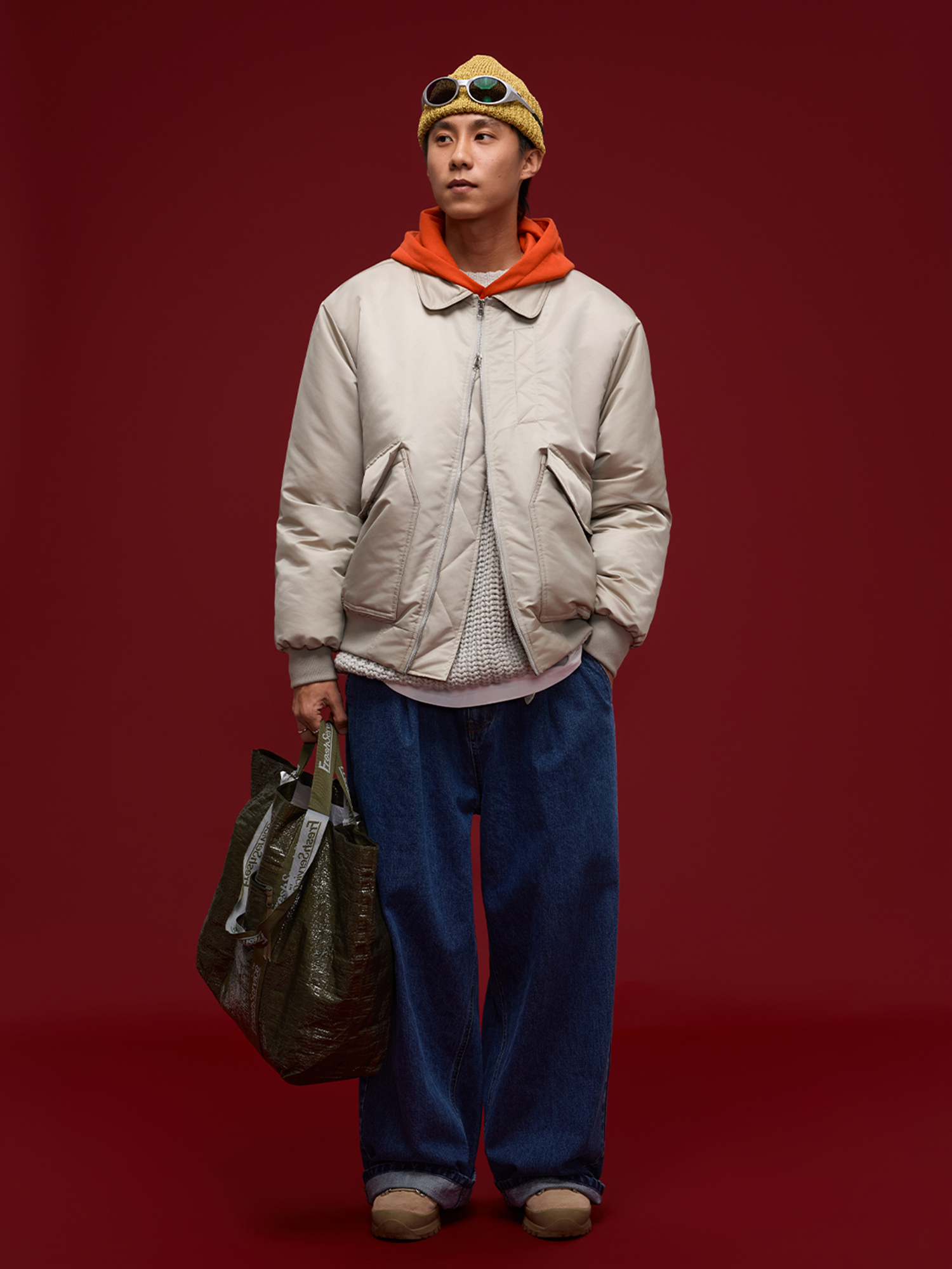 BANANA CLUB Glossy Utility Padded Bomber Jacket