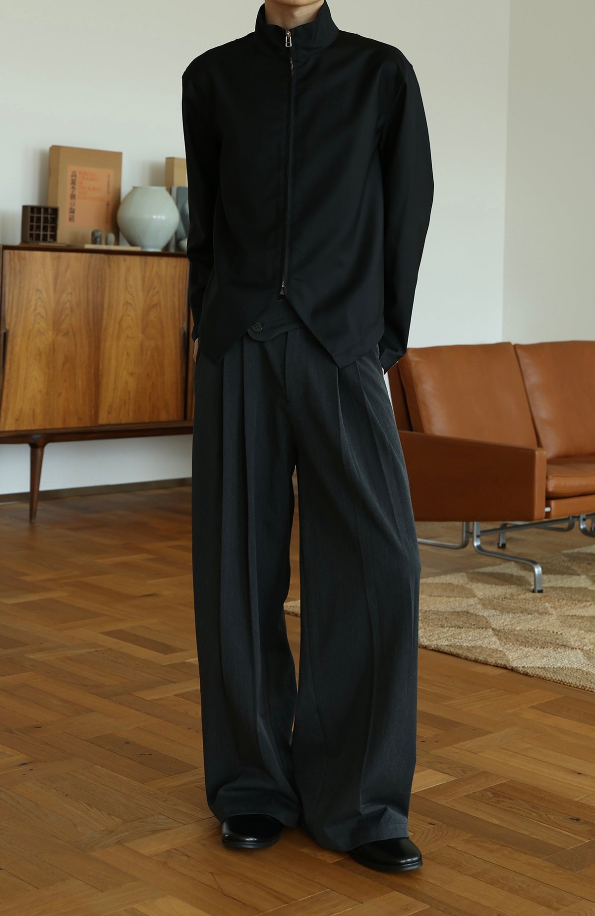 OKAYTHXBYE Pleated Wide-Leg Trousers