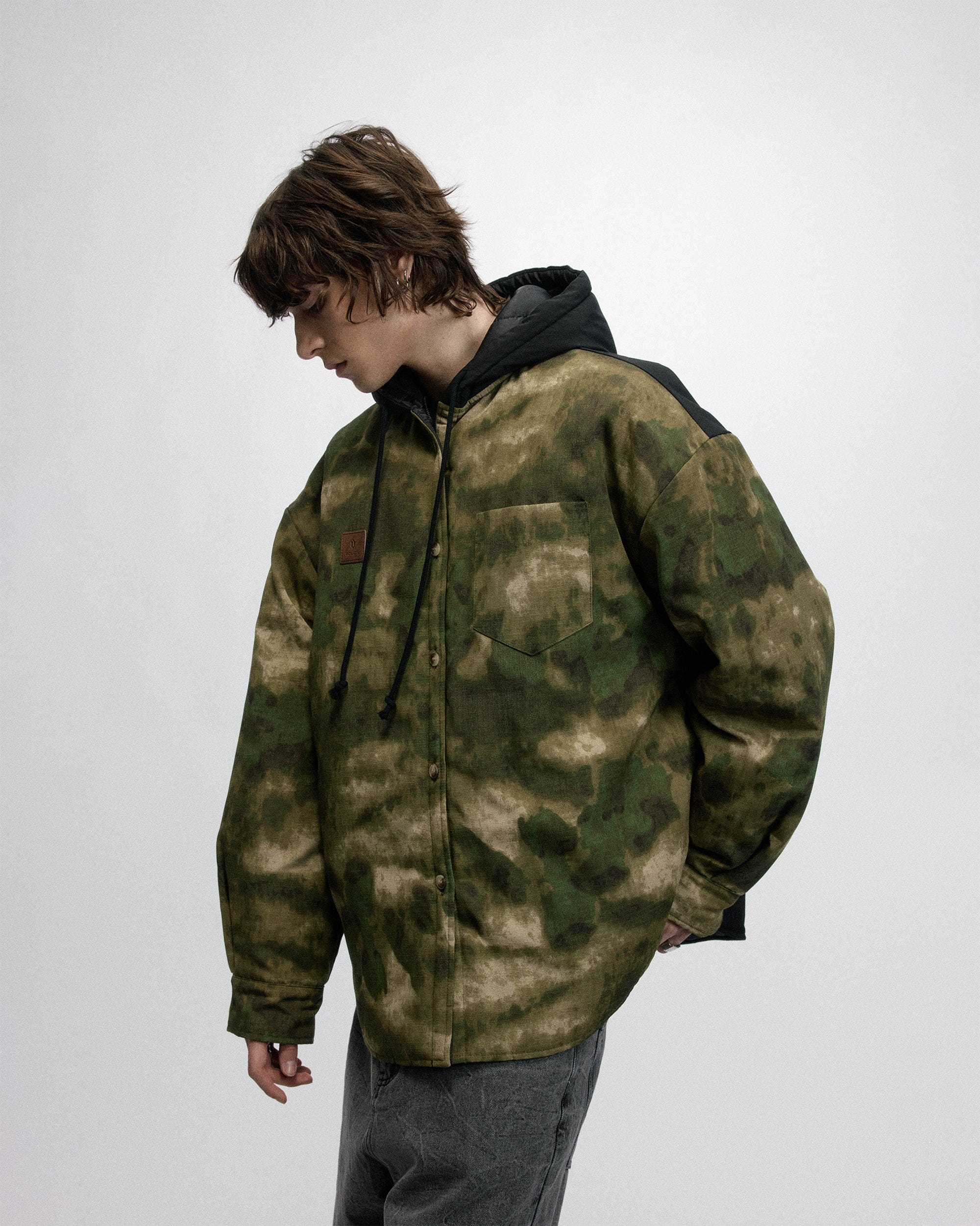 OVDY Tie-Dye Camo Hooded Puffer Jacket