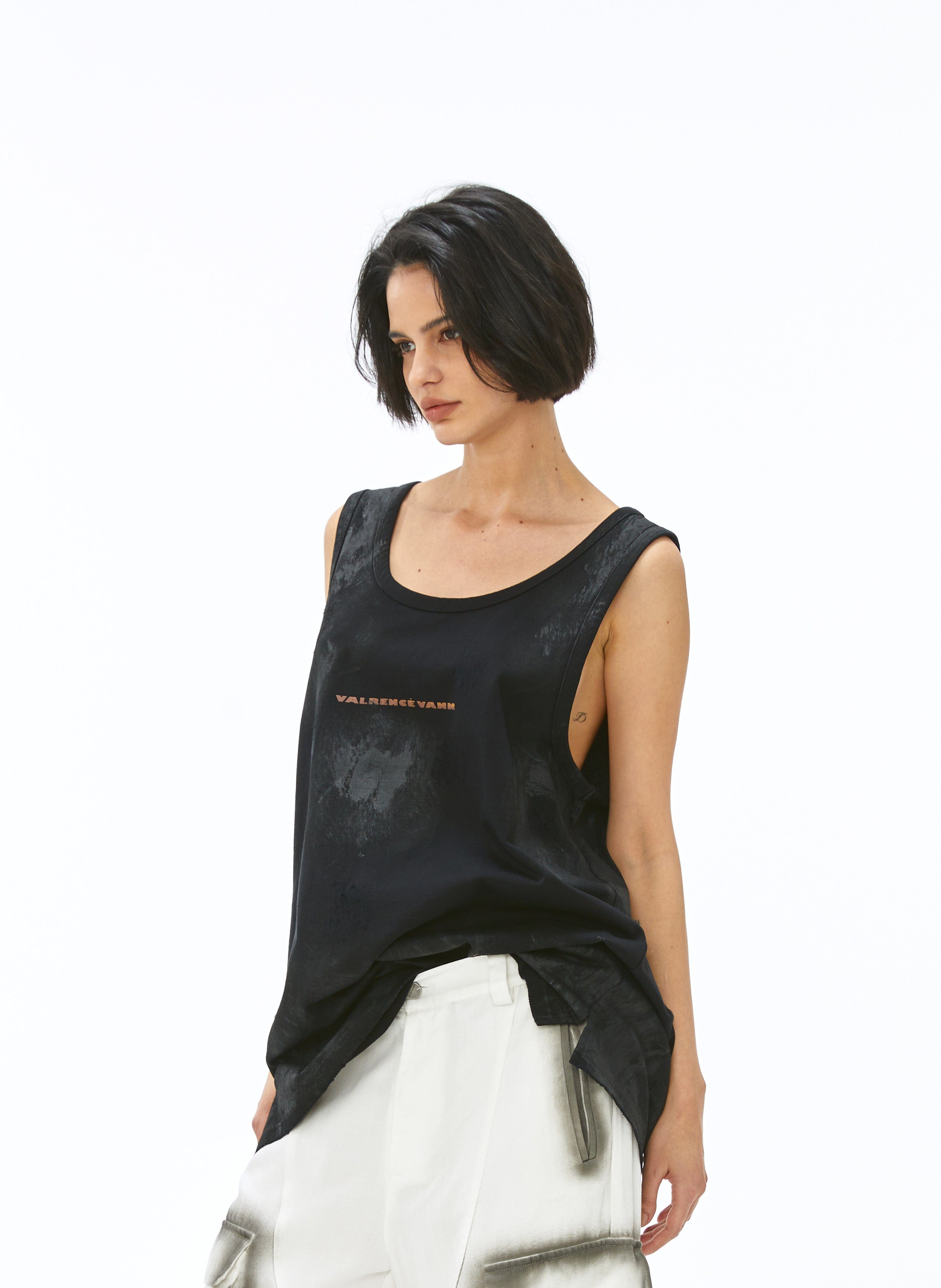 VANN VALRENCE Washed-Dyed Oversized Tank Top