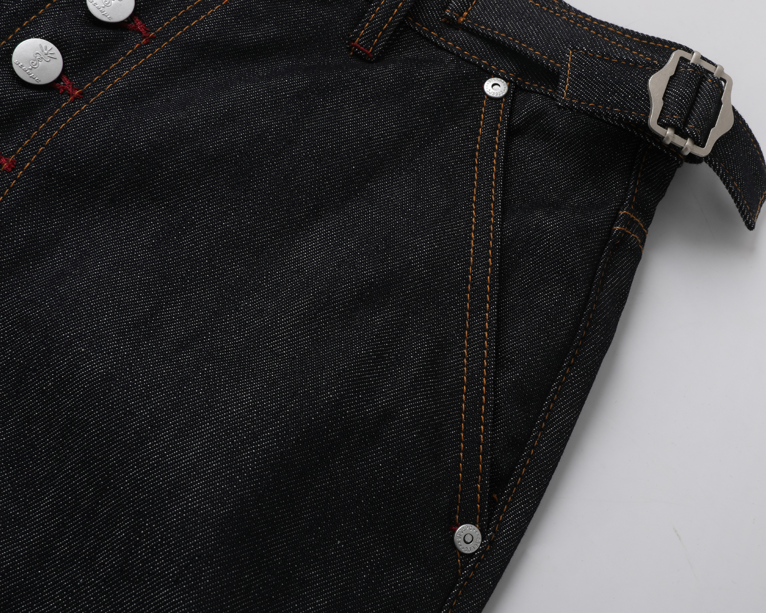 STEEPC Inverted Panel Snap-Fly Raw Jeans, premium urban and streetwear designers apparel on PROJECTISR.com, STEEPC